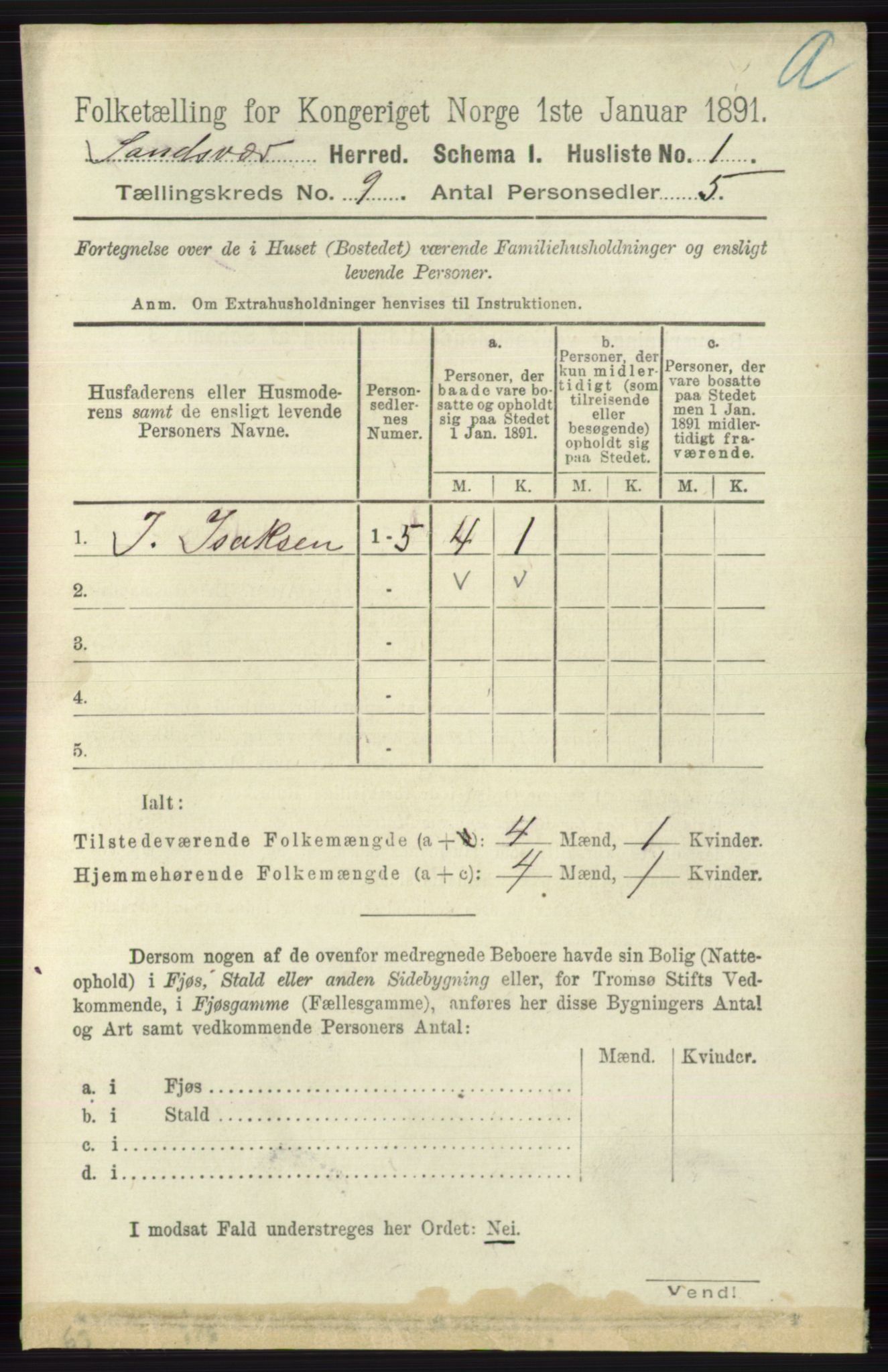 RA, 1891 census for 0629 Sandsvær, 1891, p. 4363