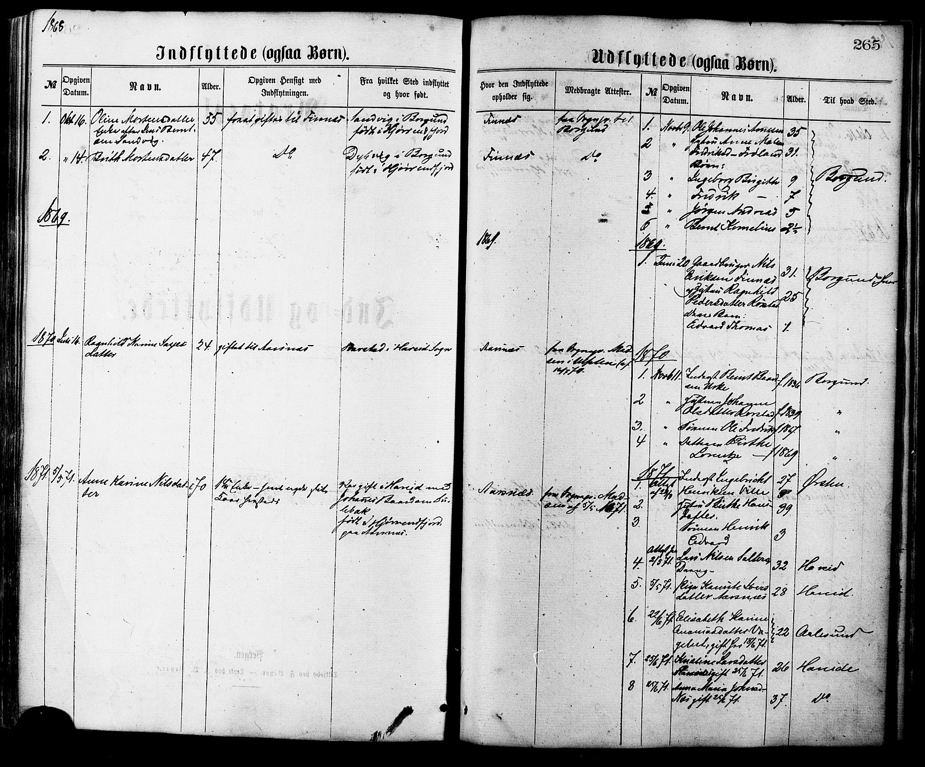 Ministerialprotokoller, klokkerbøker og fødselsregistre - Møre og Romsdal, SAT/A-1454/515/L0210: Parish register (official) no. 515A06, 1868-1885, p. 265