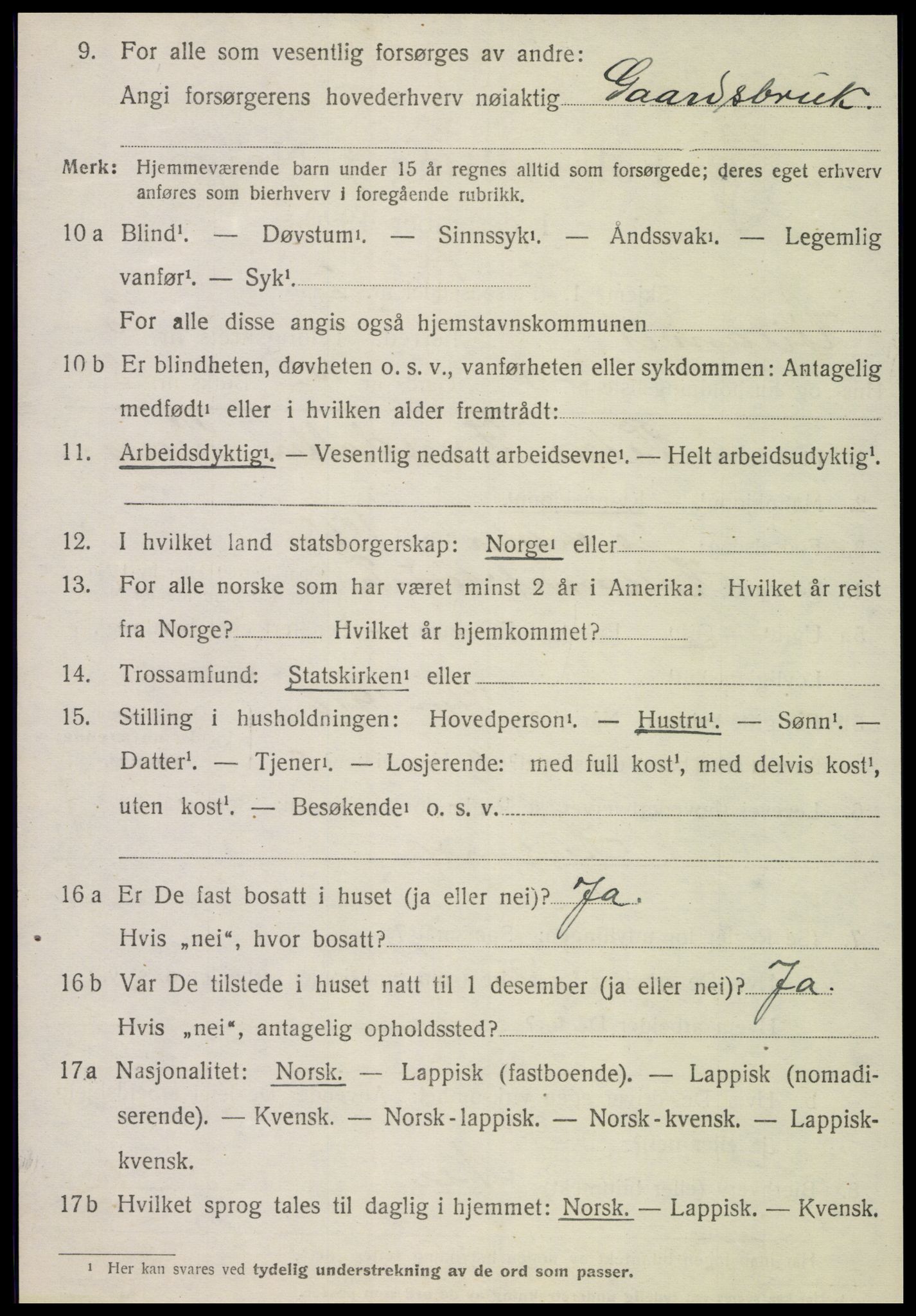 SAT, 1920 census for Høylandet, 1920, p. 1601