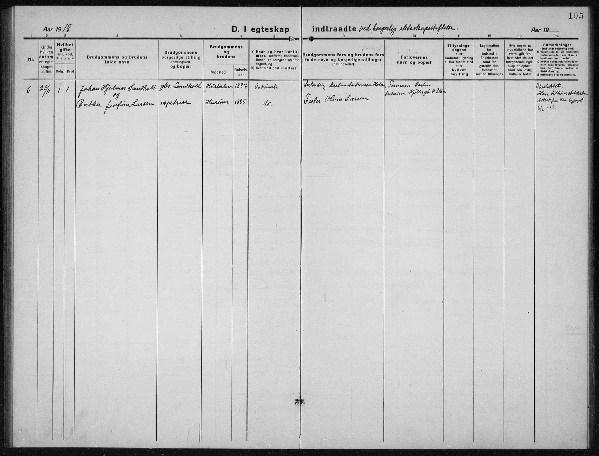 Nannestad prestekontor Kirkebøker, SAO/A-10414a/G/Gc/L0002: Parish register (copy) no. III 2, 1917-1940, p. 105