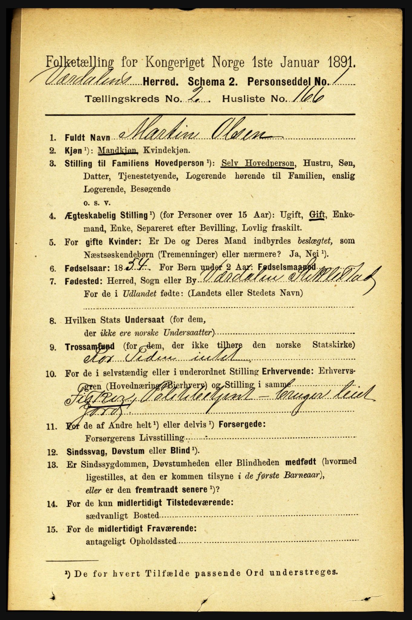 RA, 1891 census for 1721 Verdal, 1891, p. 1646