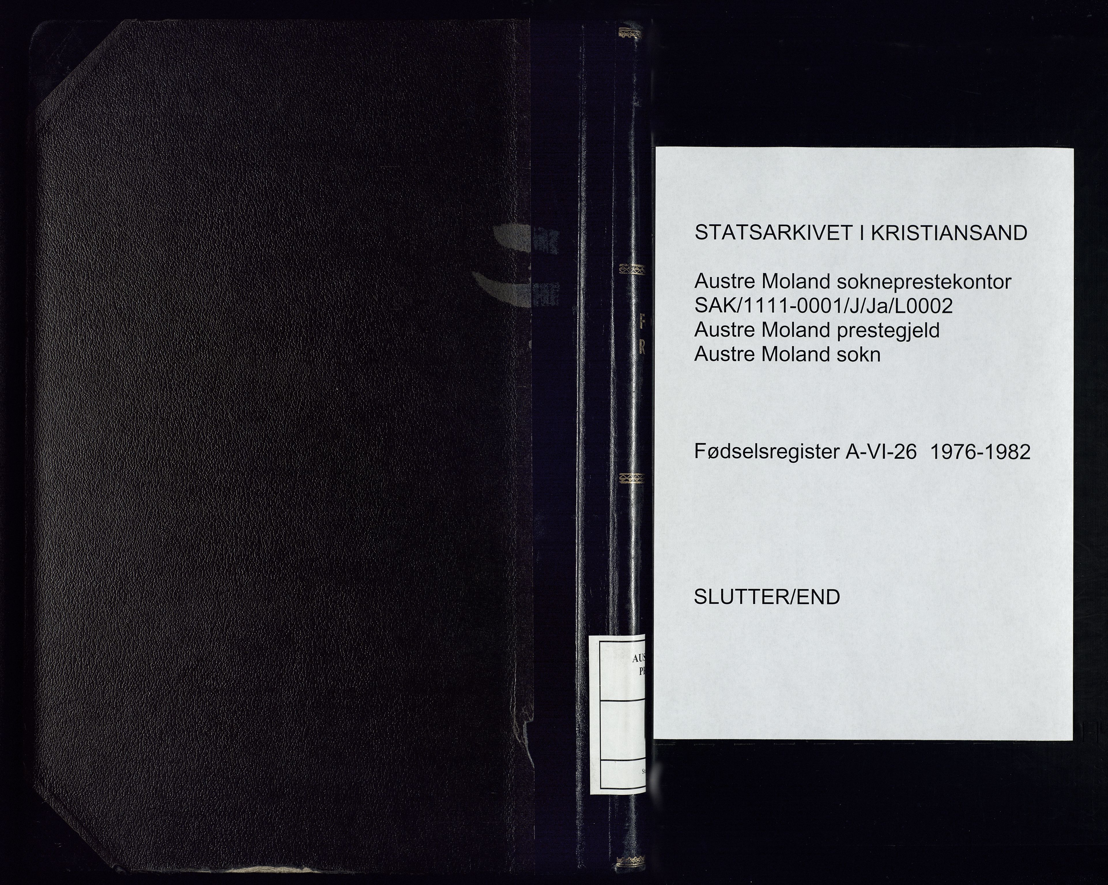 Austre Moland sokneprestkontor, SAK/1111-0001/J/Ja/L0002: Birth register no. A-VI-26, 1976-1982