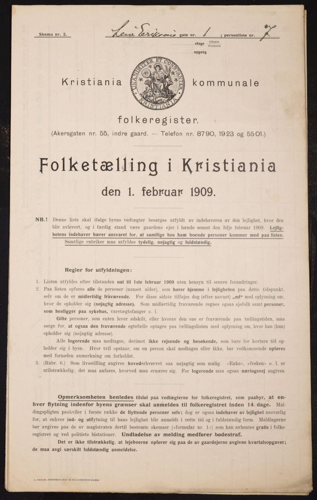 OBA, Municipal Census 1909 for Kristiania, 1909, p. 52404