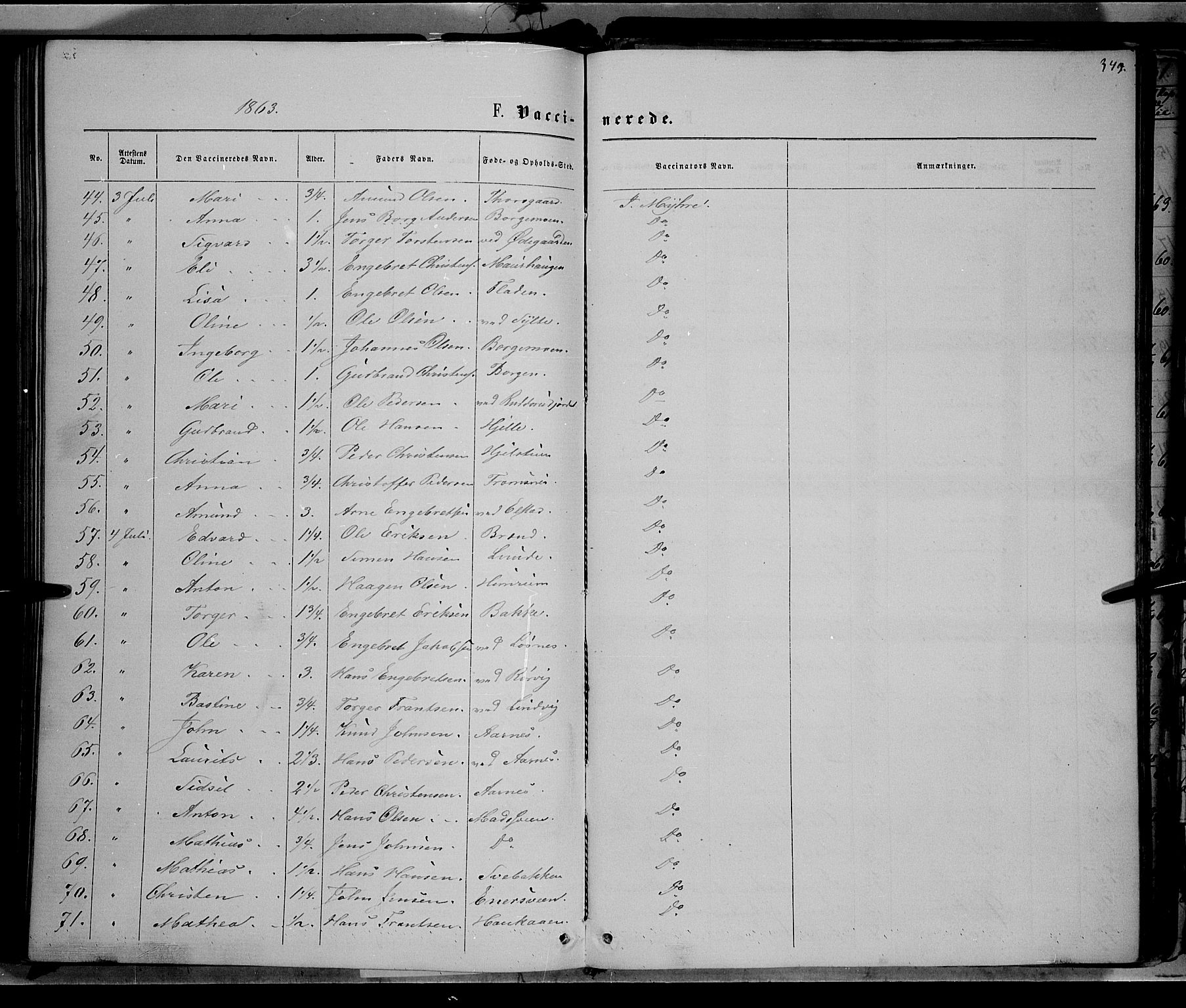 Ringebu prestekontor, AV/SAH-PREST-082/H/Ha/Haa/L0007: Parish register (official) no. 7, 1860-1877, p. 349