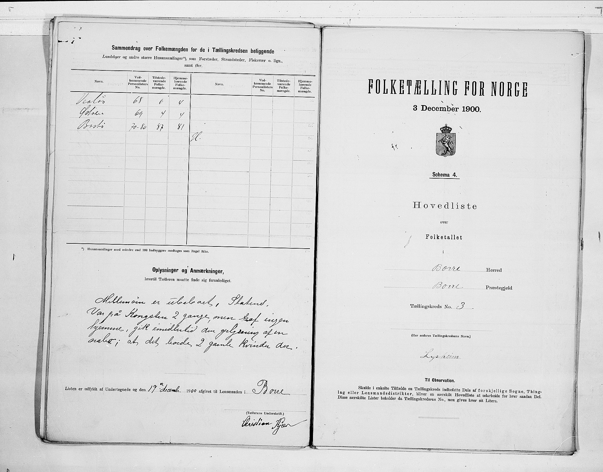 RA, 1900 census for Borre, 1900, p. 8