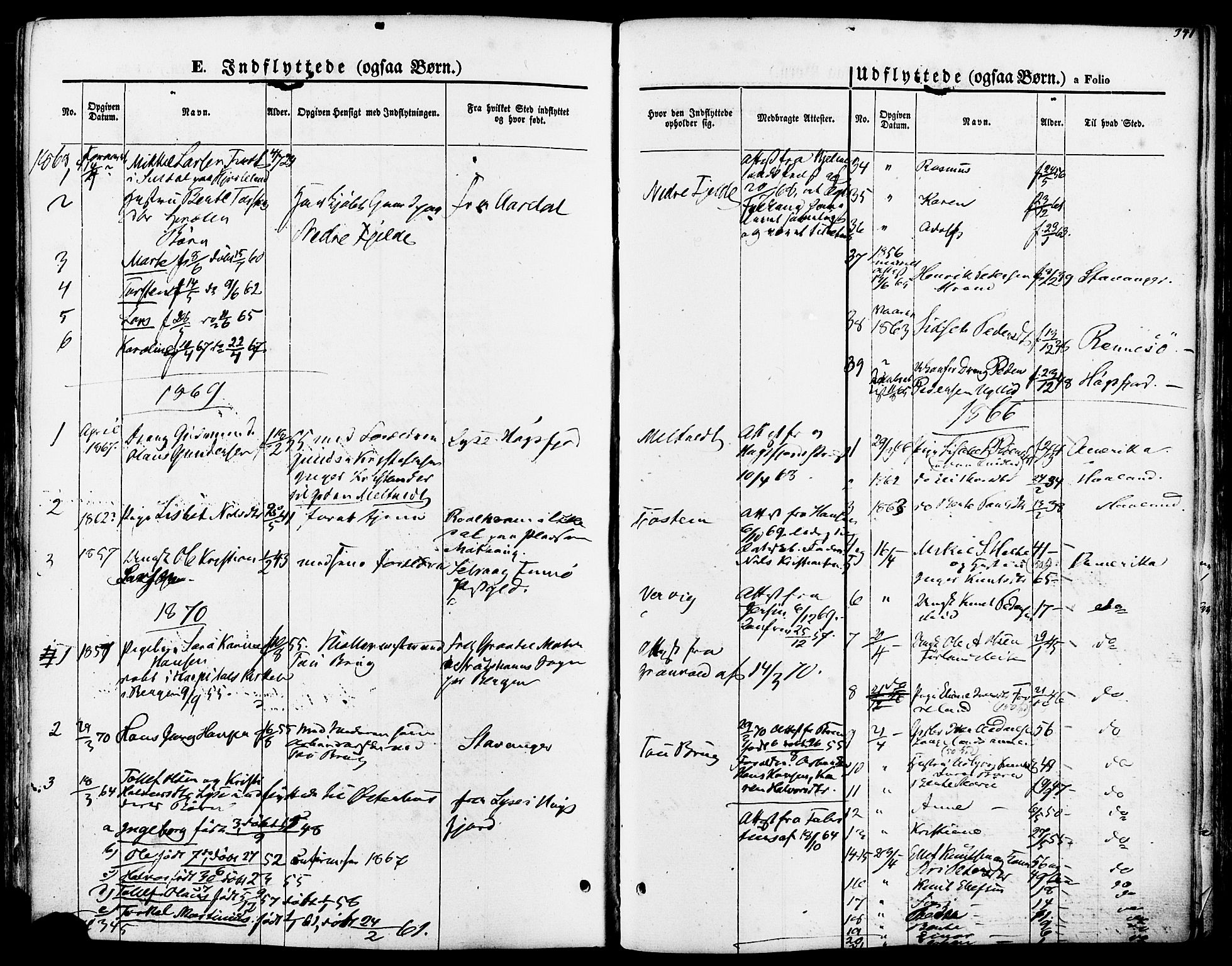 Strand sokneprestkontor, AV/SAST-A-101828/H/Ha/Haa/L0007: Parish register (official) no. A 7, 1855-1881, p. 341