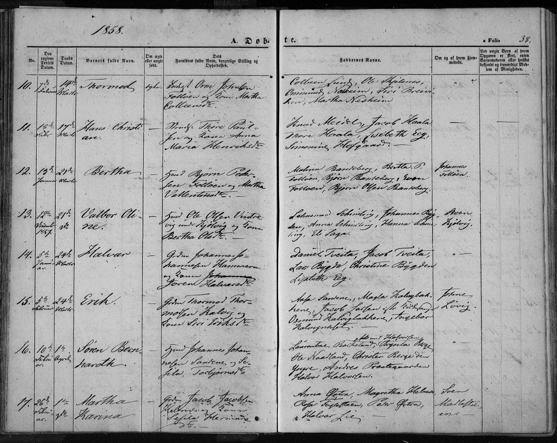 Jelsa sokneprestkontor, AV/SAST-A-101842/01/IV: Parish register (official) no. A 7, 1854-1866, p. 38