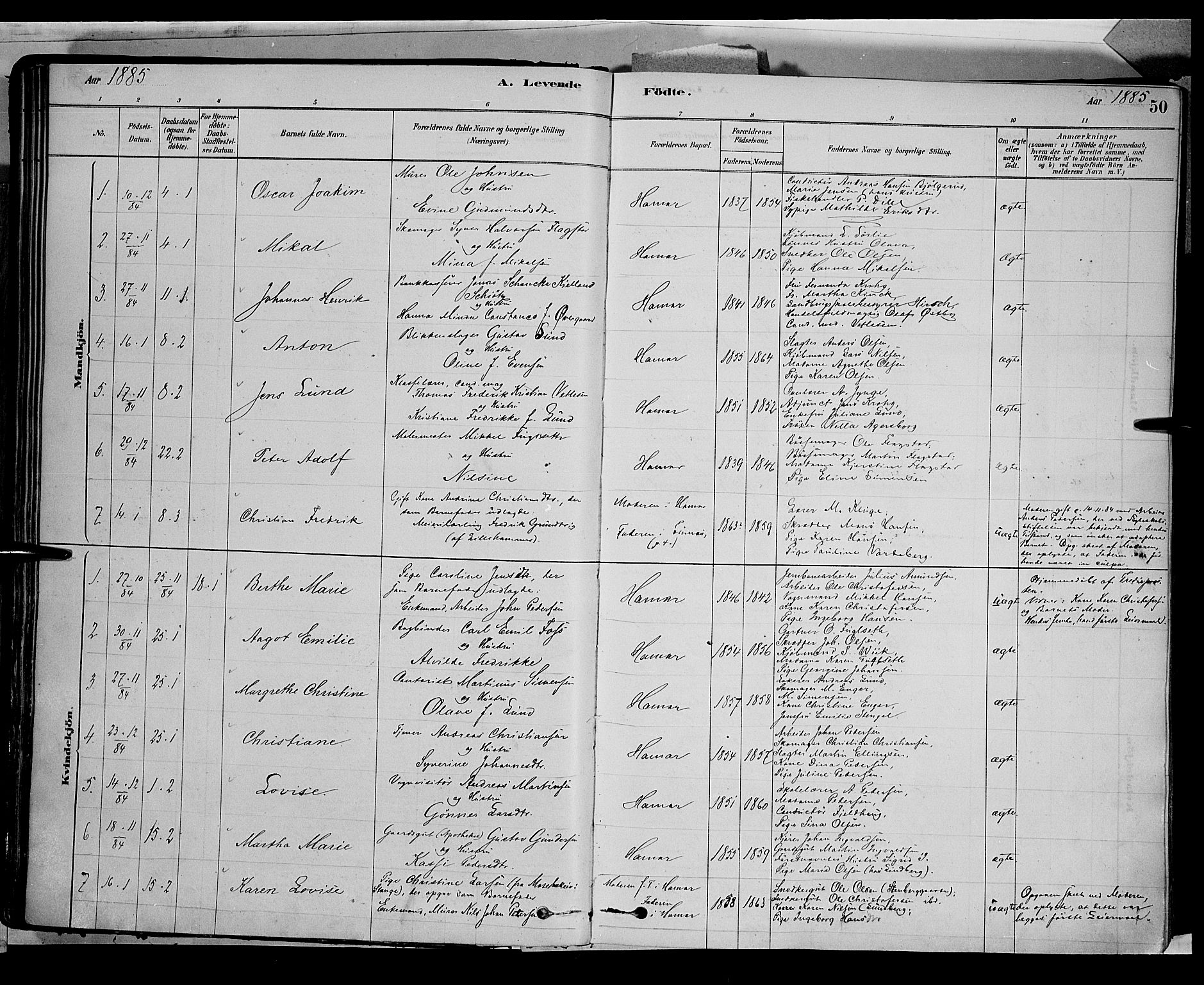 Vang prestekontor, Hedmark, SAH/PREST-008/H/Ha/Haa/L0016: Parish register (official) no. 16, 1878-1889, p. 50