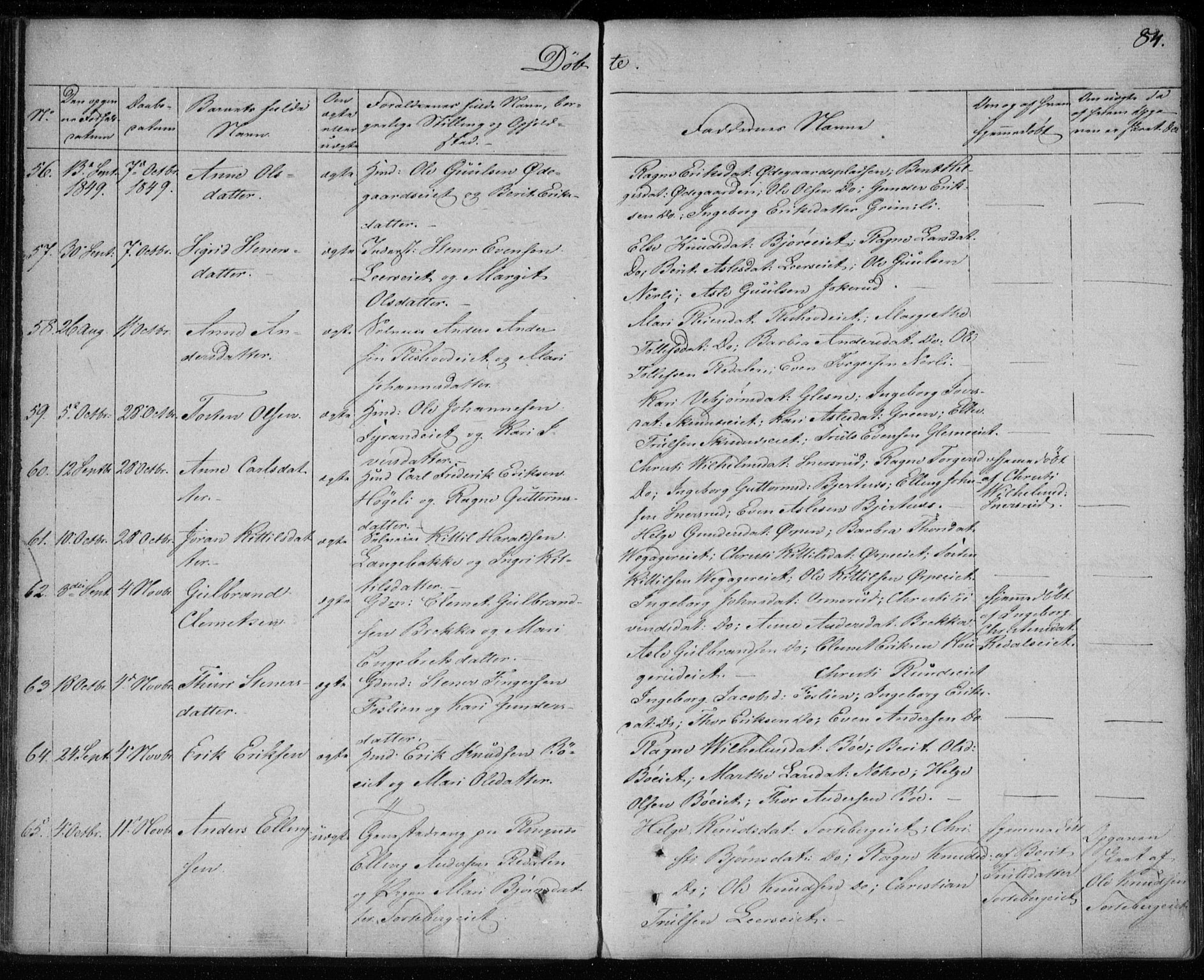 Krødsherad kirkebøker, SAKO/A-19/F/Fa/L0002: Parish register (official) no. 2, 1829-1851, p. 84