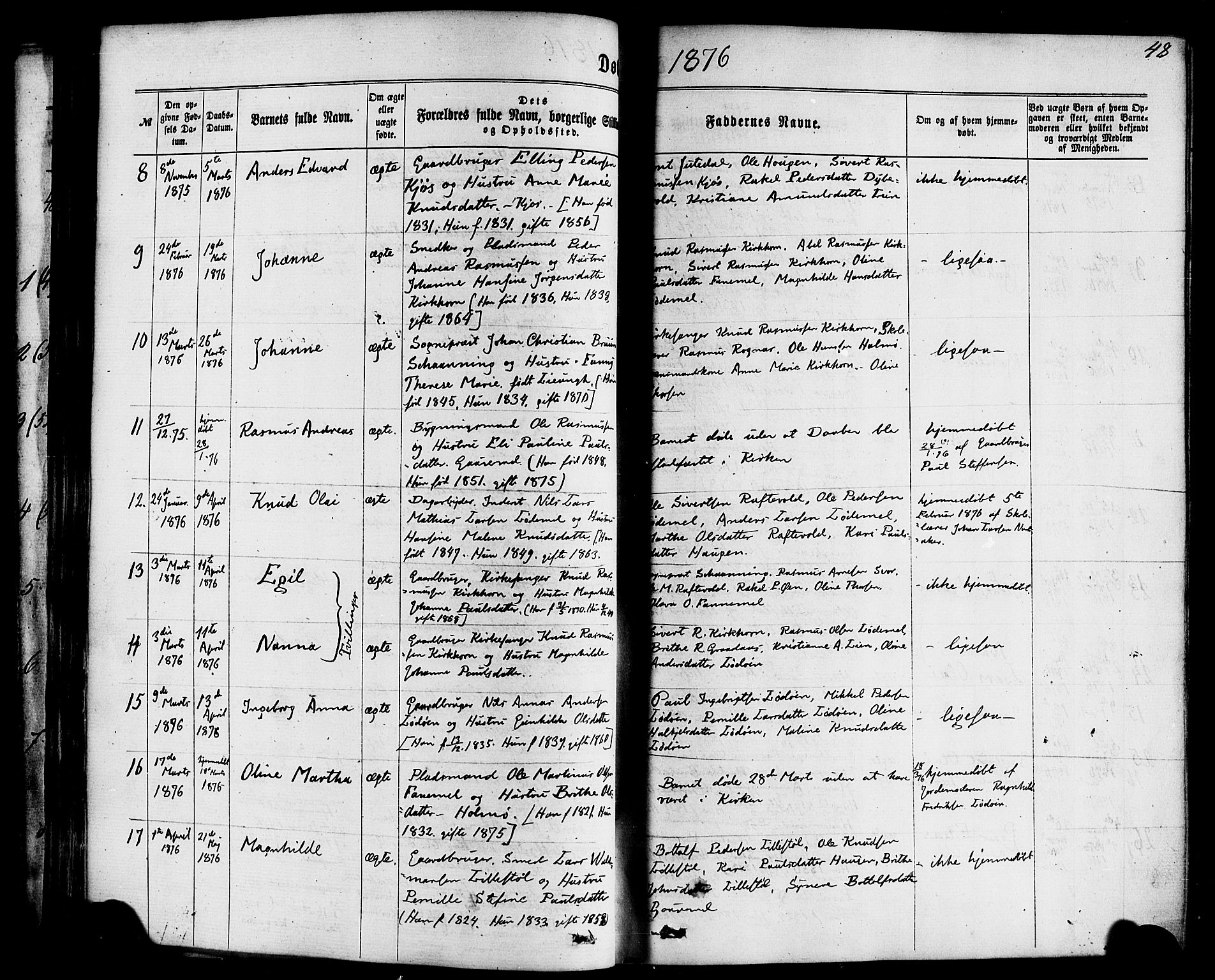 Hornindal sokneprestembete, AV/SAB-A-82401/H/Haa/Haaa/L0002: Parish register (official) no. A 2, 1867-1884, p. 48