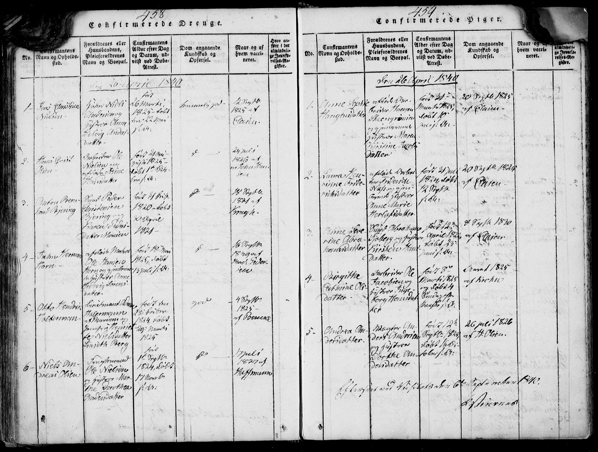 Larvik kirkebøker, SAKO/A-352/F/Fb/L0002: Parish register (official) no. II 2, 1818-1842, p. 458-459