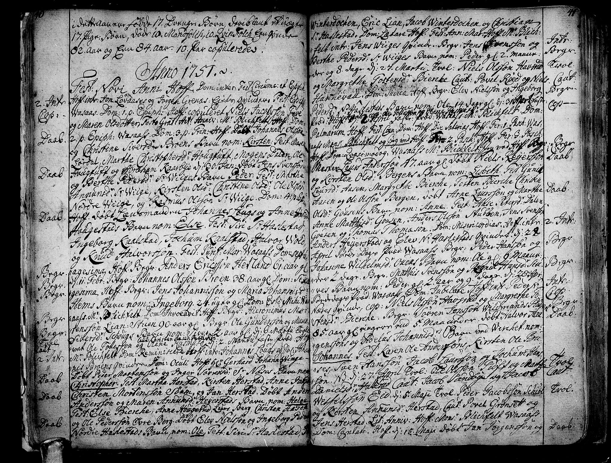 Hof kirkebøker, AV/SAKO-A-64/F/Fa/L0002: Parish register (official) no. I 2, 1746-1781, p. 40-41