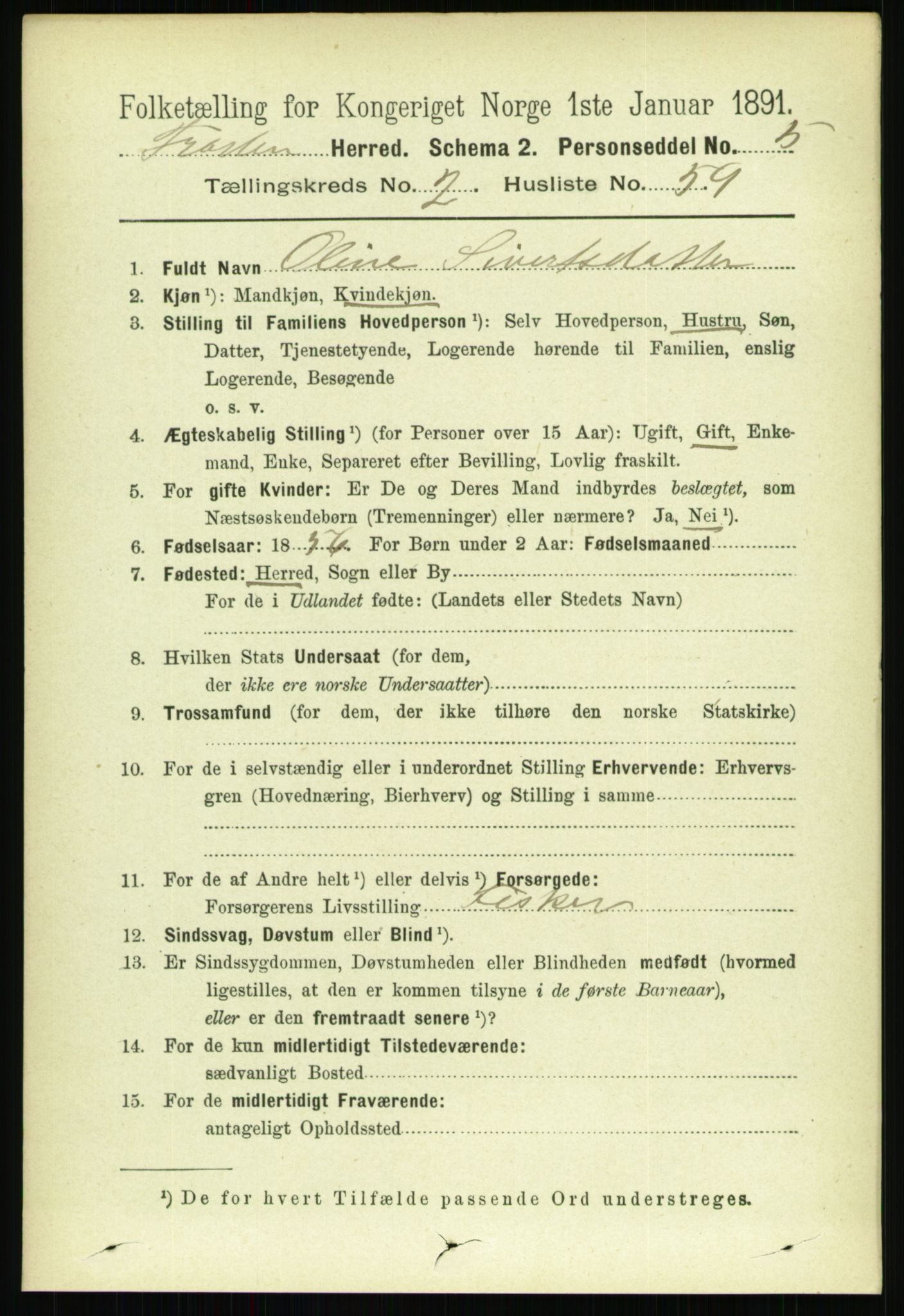 RA, 1891 census for 1717 Frosta, 1891, p. 1438