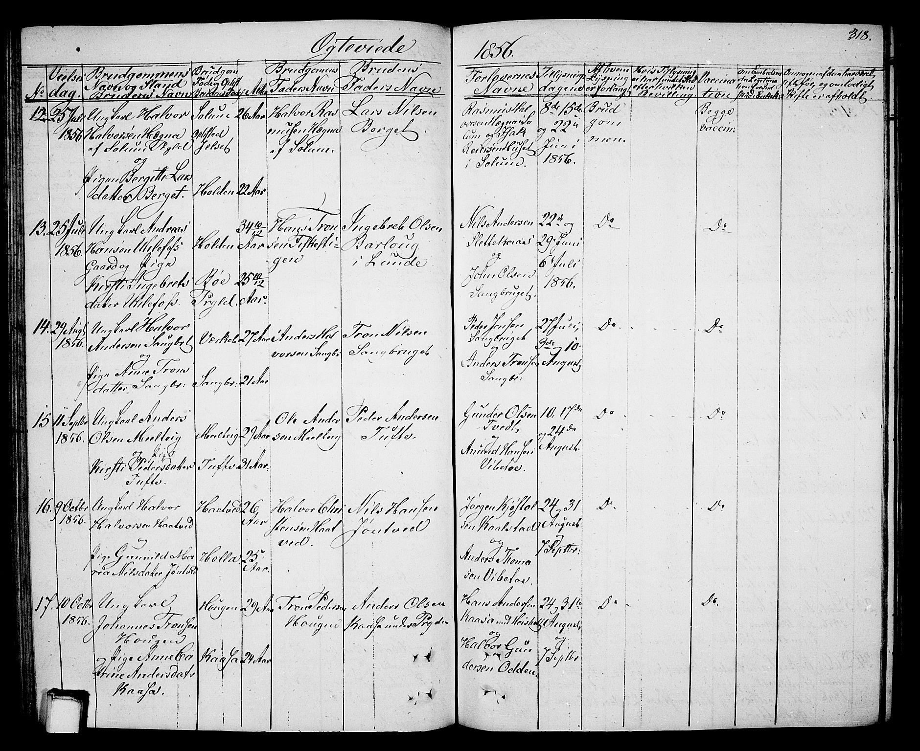 Holla kirkebøker, AV/SAKO-A-272/G/Ga/L0003: Parish register (copy) no. I 3, 1849-1866, p. 318