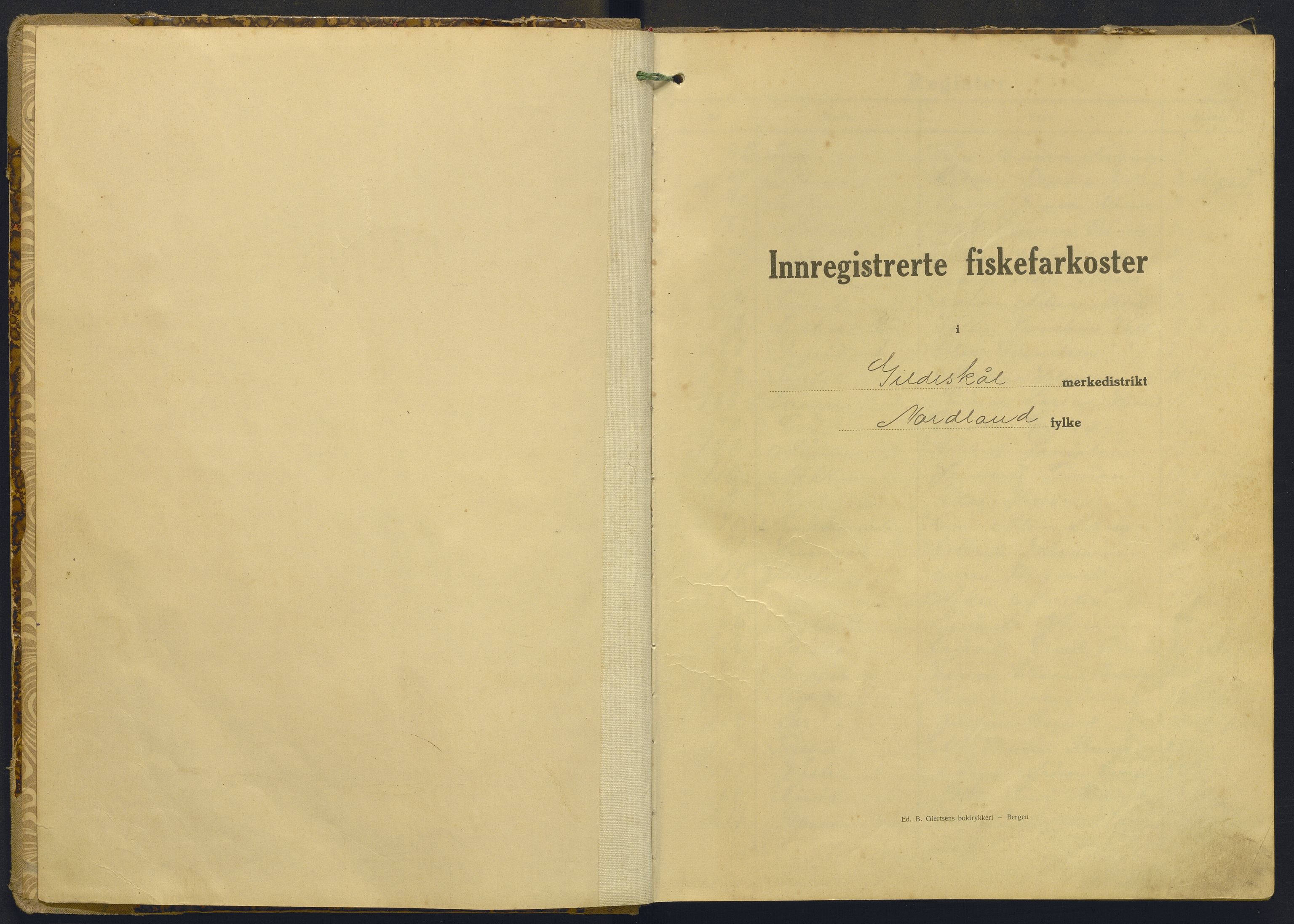 Fiskeridirektoratet - 1 Adm. ledelse - 13 Båtkontoret, AV/SAB-A-2003/I/Ia/Iac/L0062: 135.0324/2 Merkeprotokoll - Gildeskål, 1933-1939