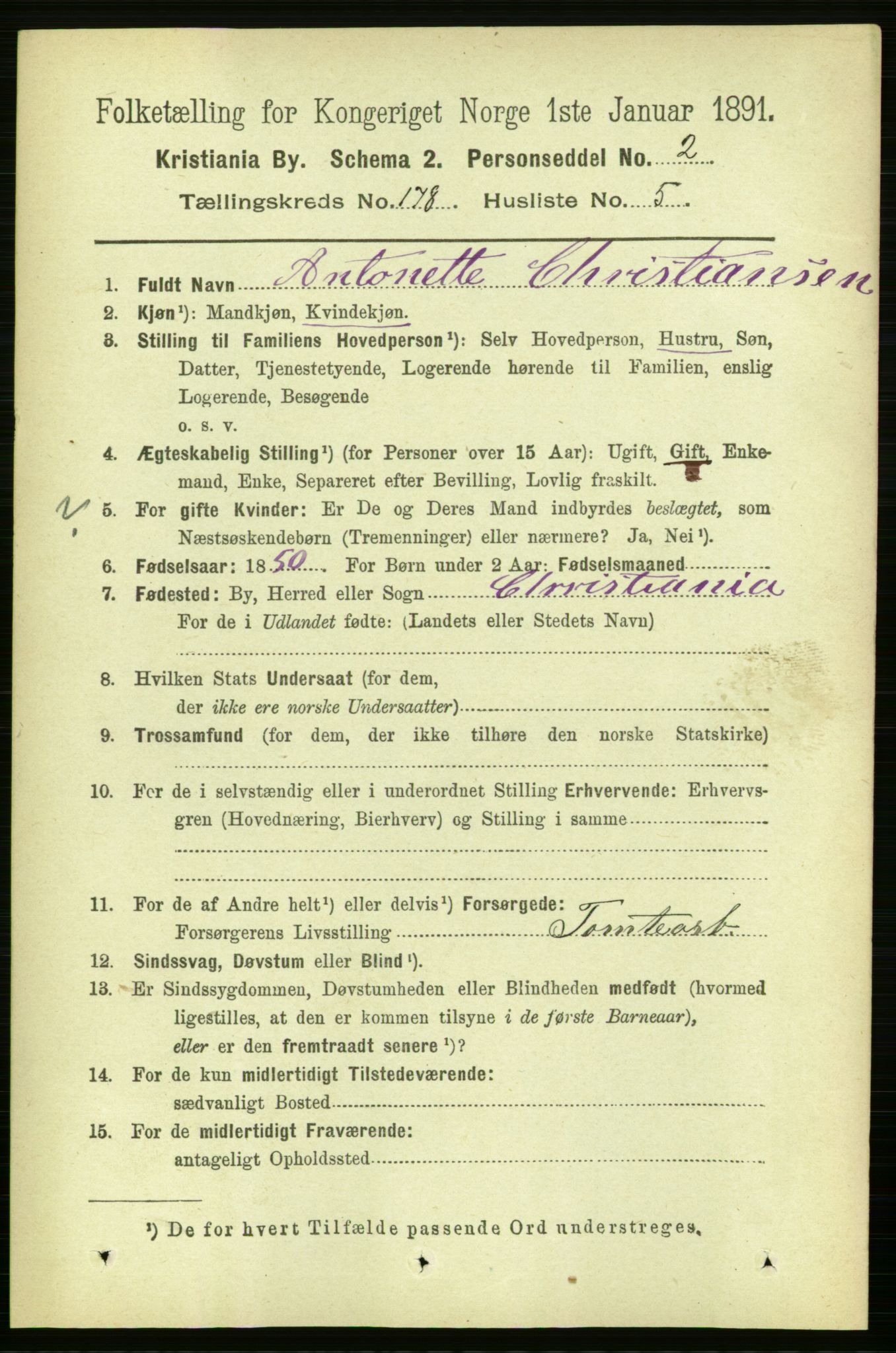 RA, 1891 census for 0301 Kristiania, 1891, p. 107648