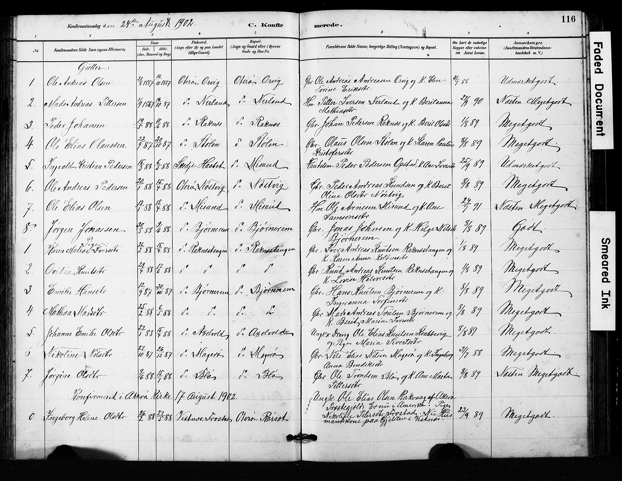 Ministerialprotokoller, klokkerbøker og fødselsregistre - Møre og Romsdal, SAT/A-1454/563/L0737: Parish register (copy) no. 563C01, 1878-1916, p. 116
