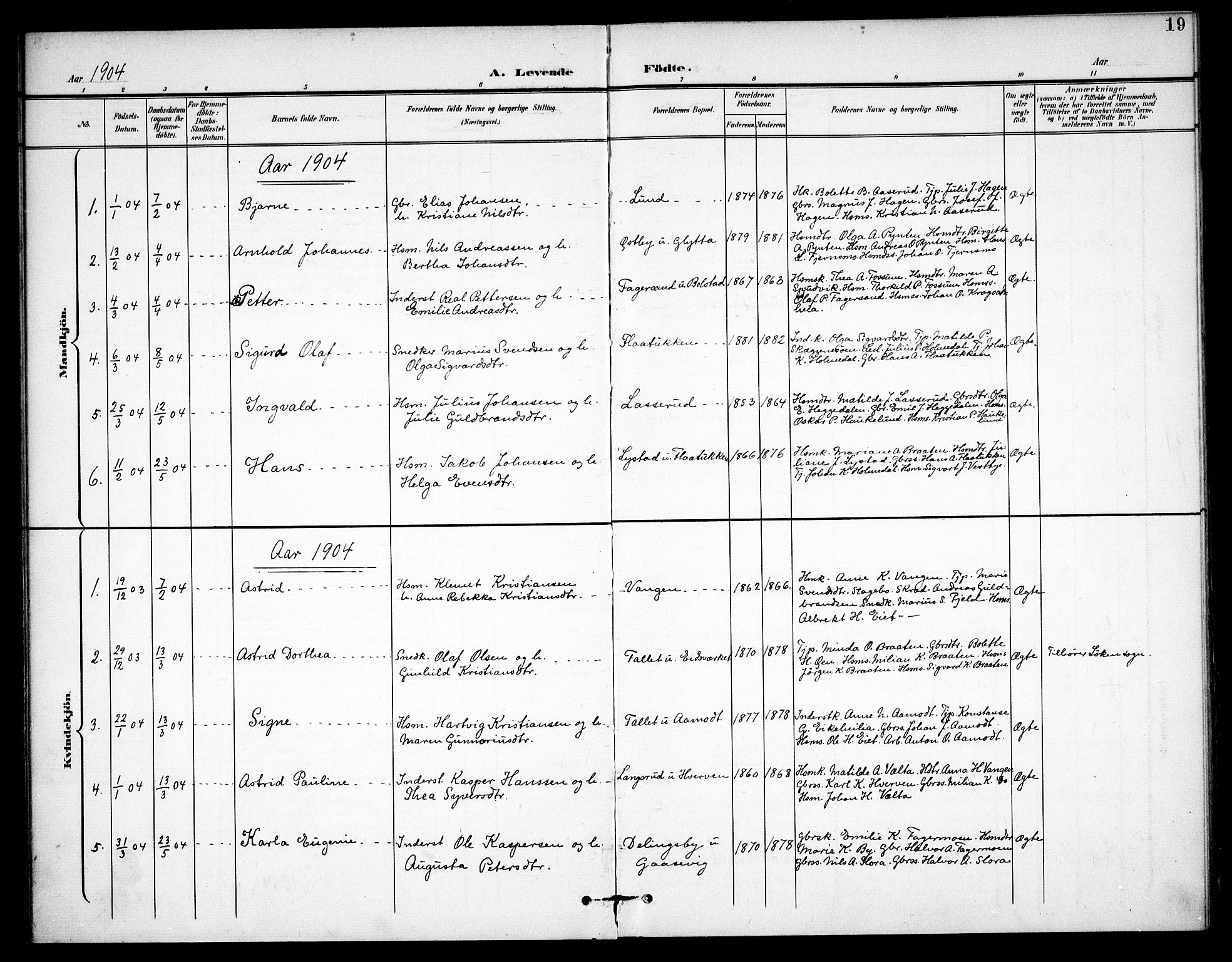 Høland prestekontor Kirkebøker, SAO/A-10346a/F/Fc/L0003: Parish register (official) no. III 3, 1897-1911, p. 19