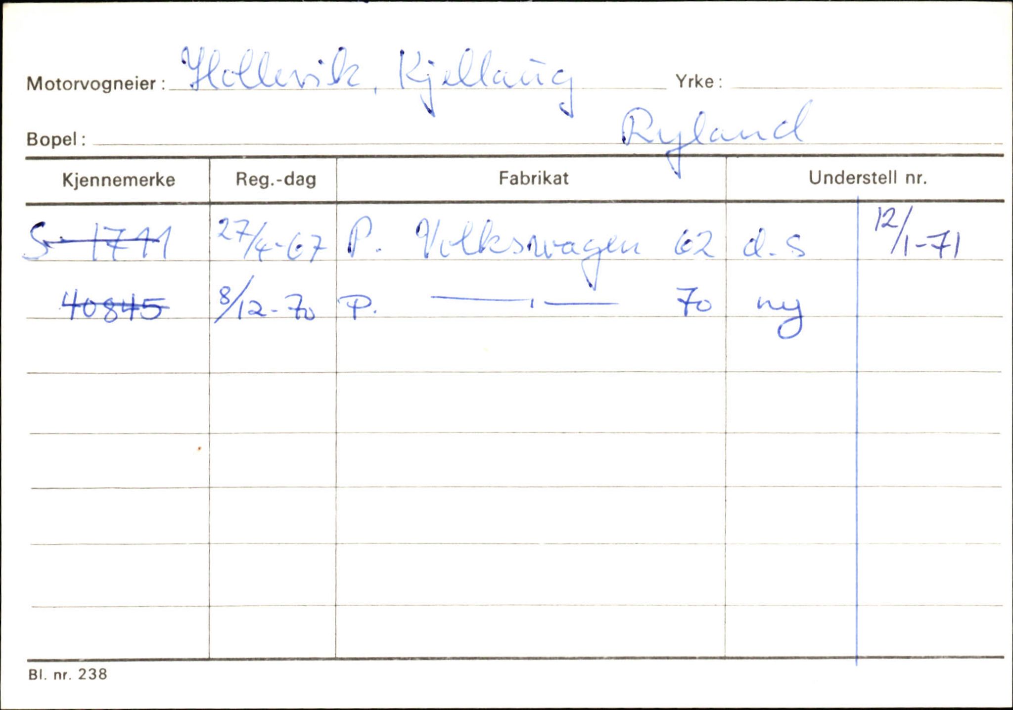 Statens vegvesen, Sogn og Fjordane vegkontor, AV/SAB-A-5301/4/F/L0133: Eigarregister Bremanger A-Å. Gaular A-H, 1945-1975, p. 865