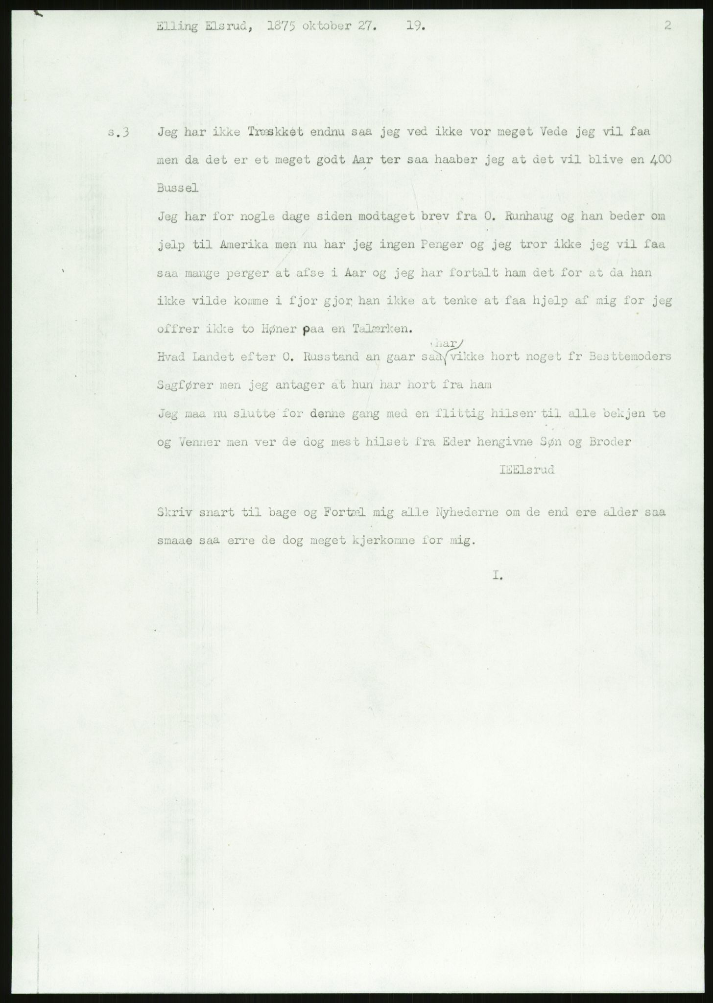 Samlinger til kildeutgivelse, Amerikabrevene, AV/RA-EA-4057/F/L0018: Innlån fra Buskerud: Elsrud, 1838-1914, p. 547