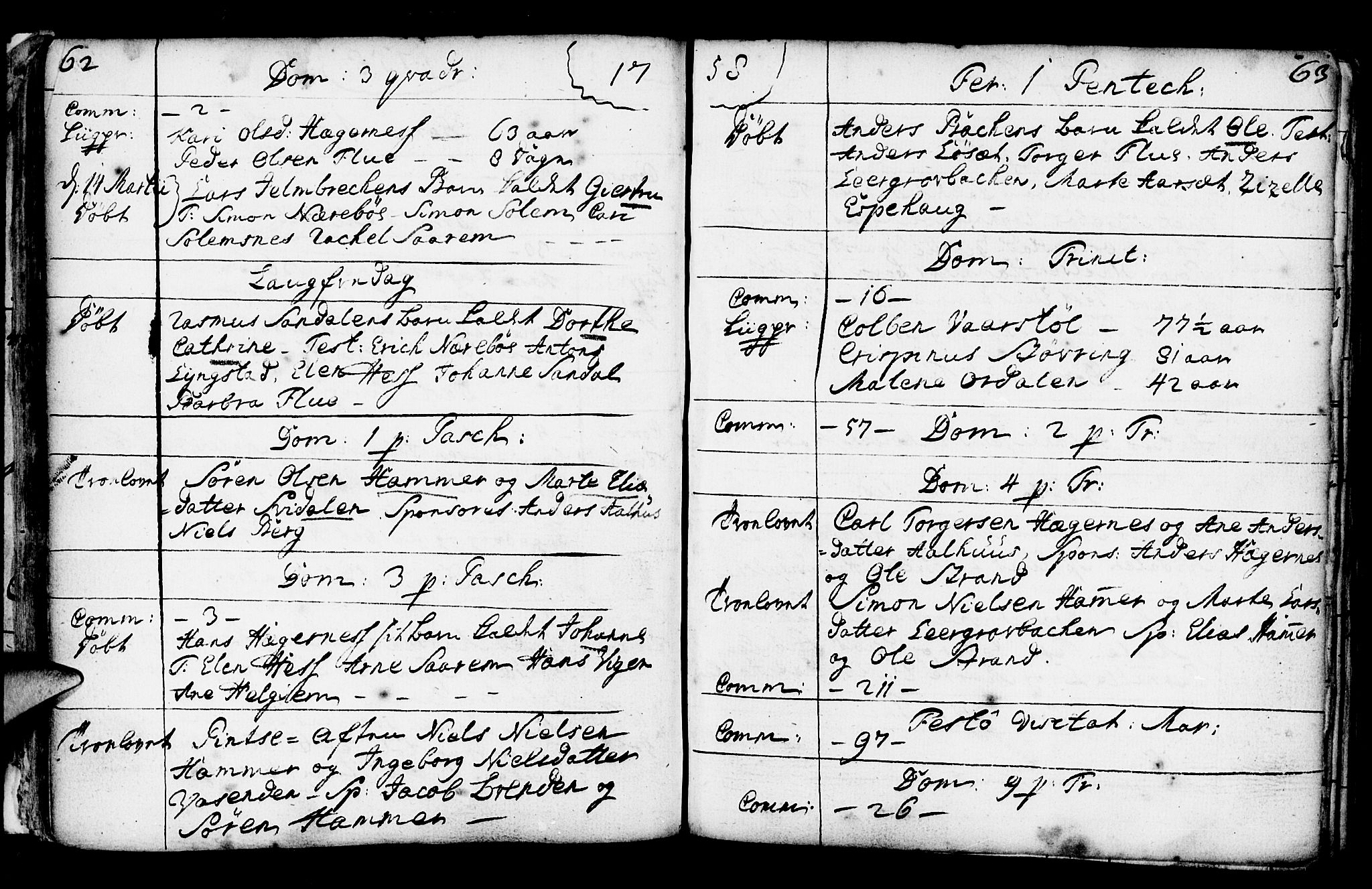 Jølster sokneprestembete, SAB/A-80701/H/Haa/Haaa/L0003: Parish register (official) no. A 3, 1748-1789, p. 62-63