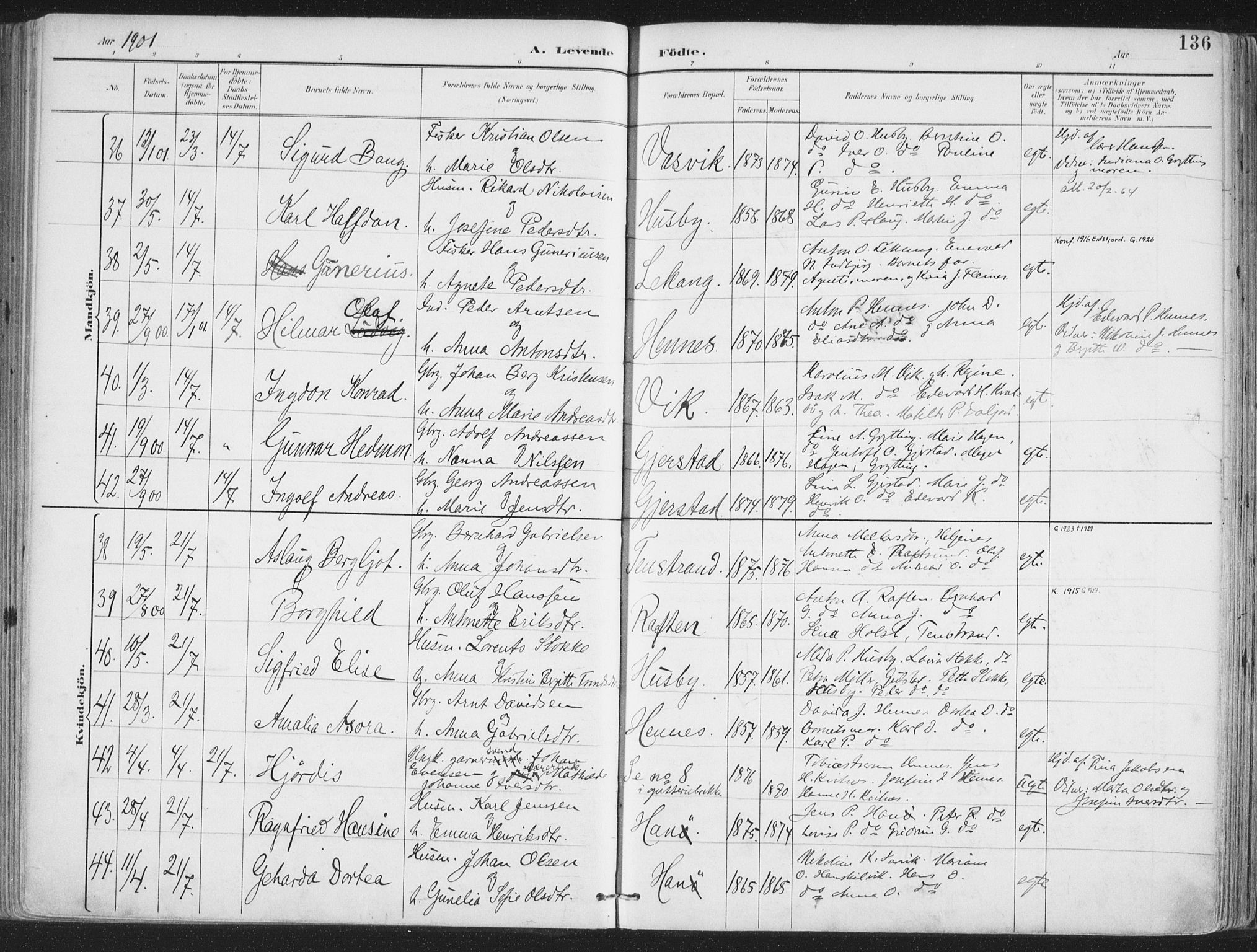 Ministerialprotokoller, klokkerbøker og fødselsregistre - Nordland, AV/SAT-A-1459/888/L1246: Parish register (official) no. 888A12, 1891-1903, p. 136