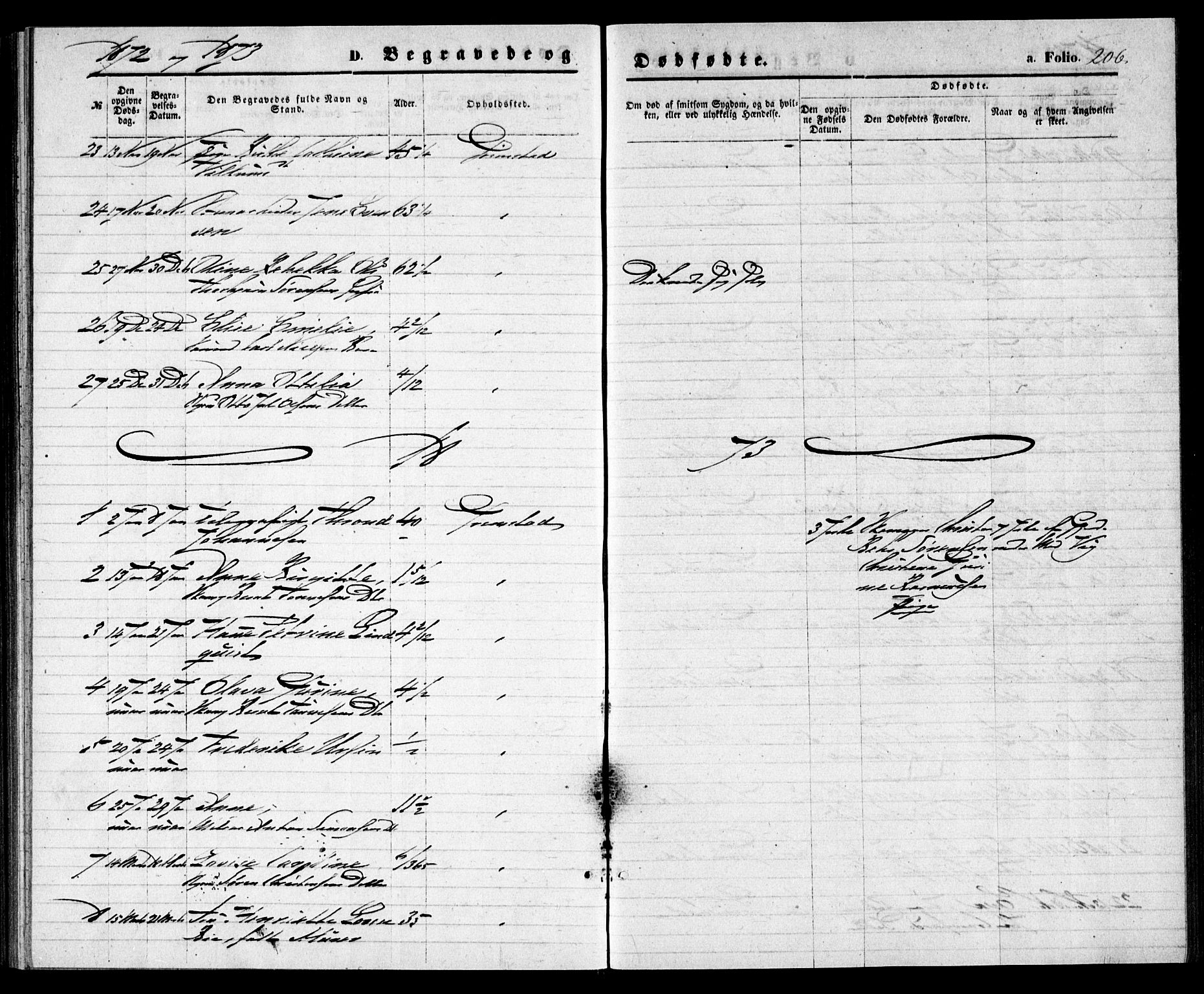 Grimstad sokneprestkontor, SAK/1111-0017/F/Fa/L0002: Parish register (official) no. A 1, 1869-1881, p. 206