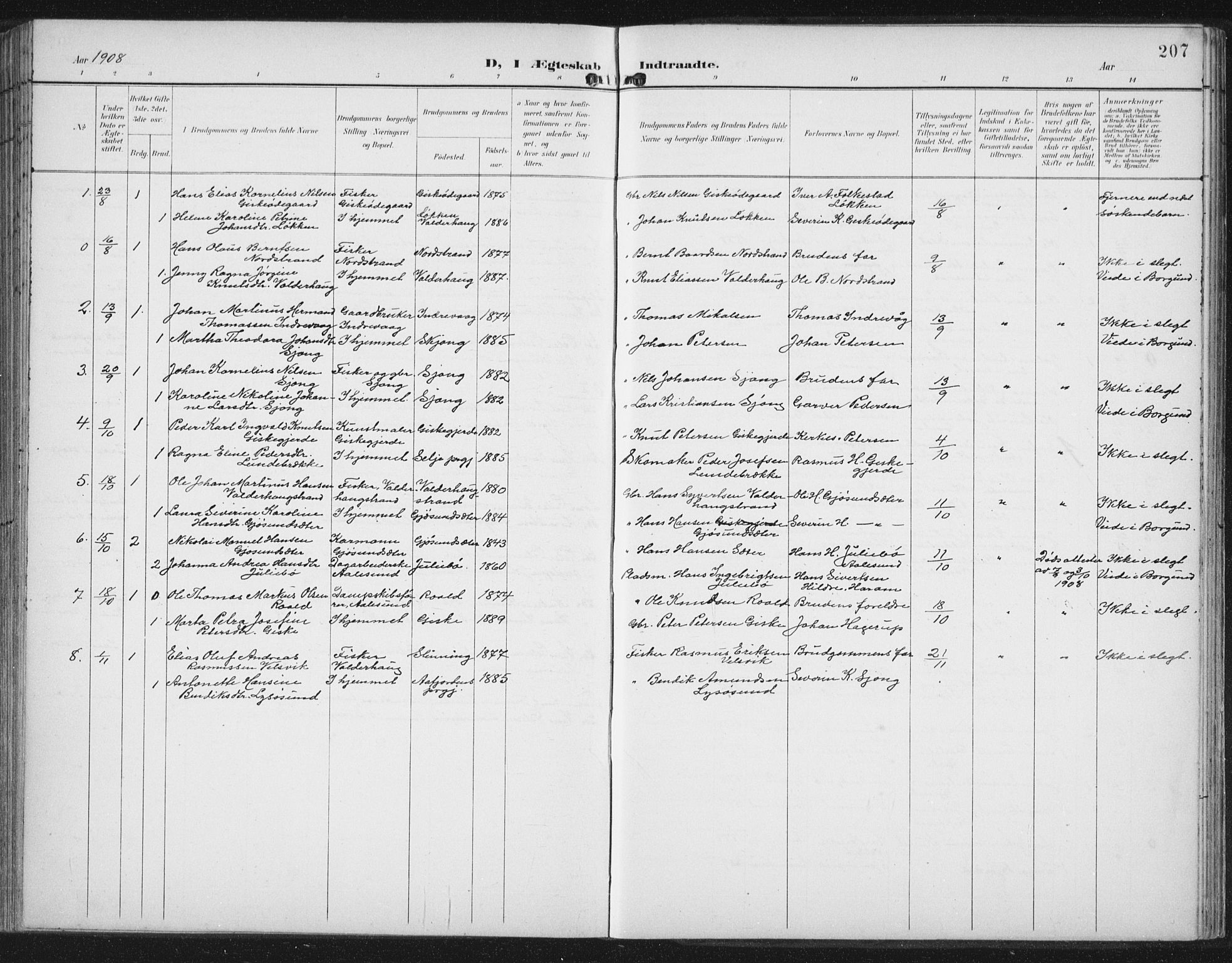 Ministerialprotokoller, klokkerbøker og fødselsregistre - Møre og Romsdal, AV/SAT-A-1454/534/L0489: Parish register (copy) no. 534C01, 1899-1941, p. 207