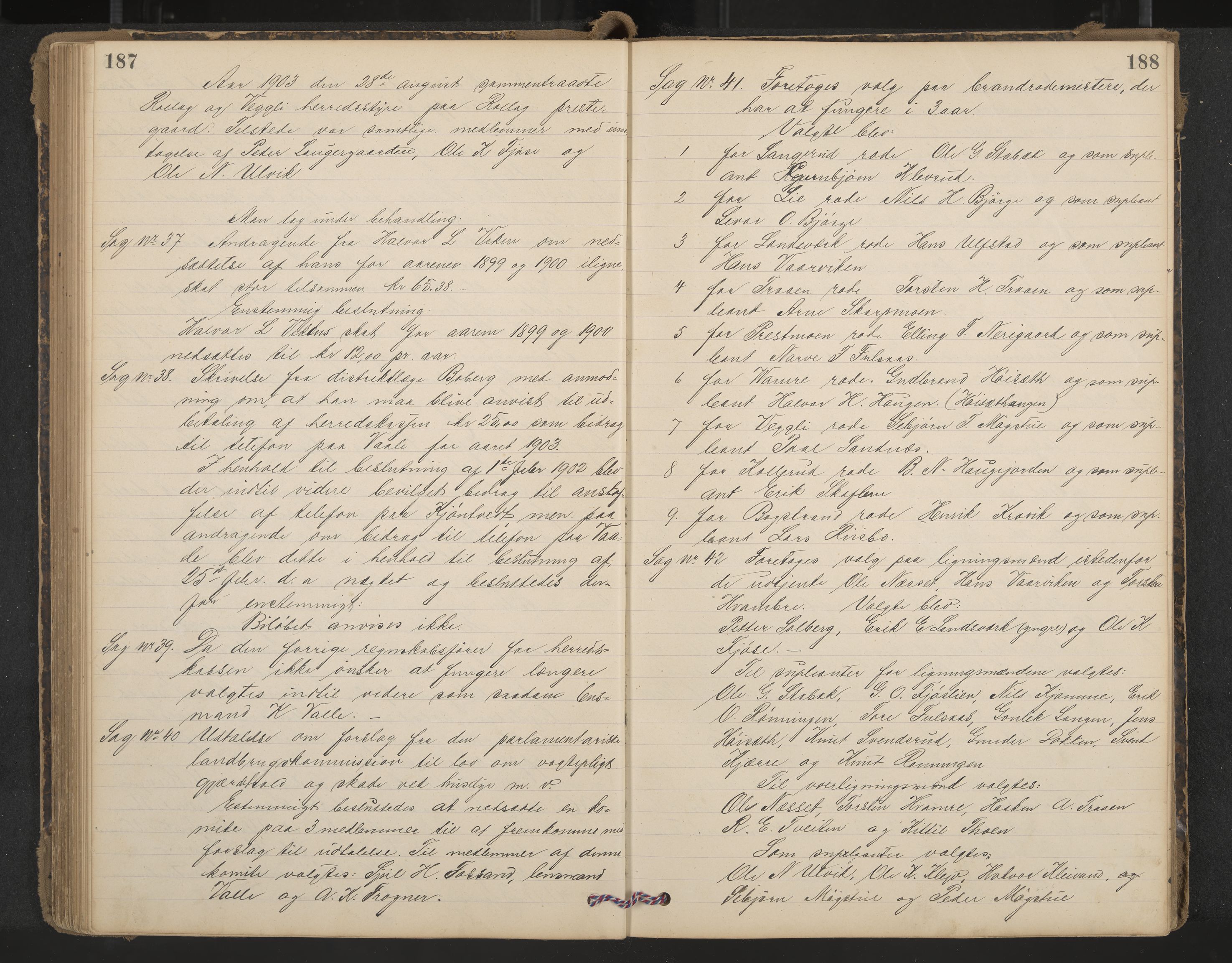 Rollag formannskap og sentraladministrasjon, IKAK/0632021-2/A/Aa/L0004: Møtebok, 1897-1909, p. 187-188