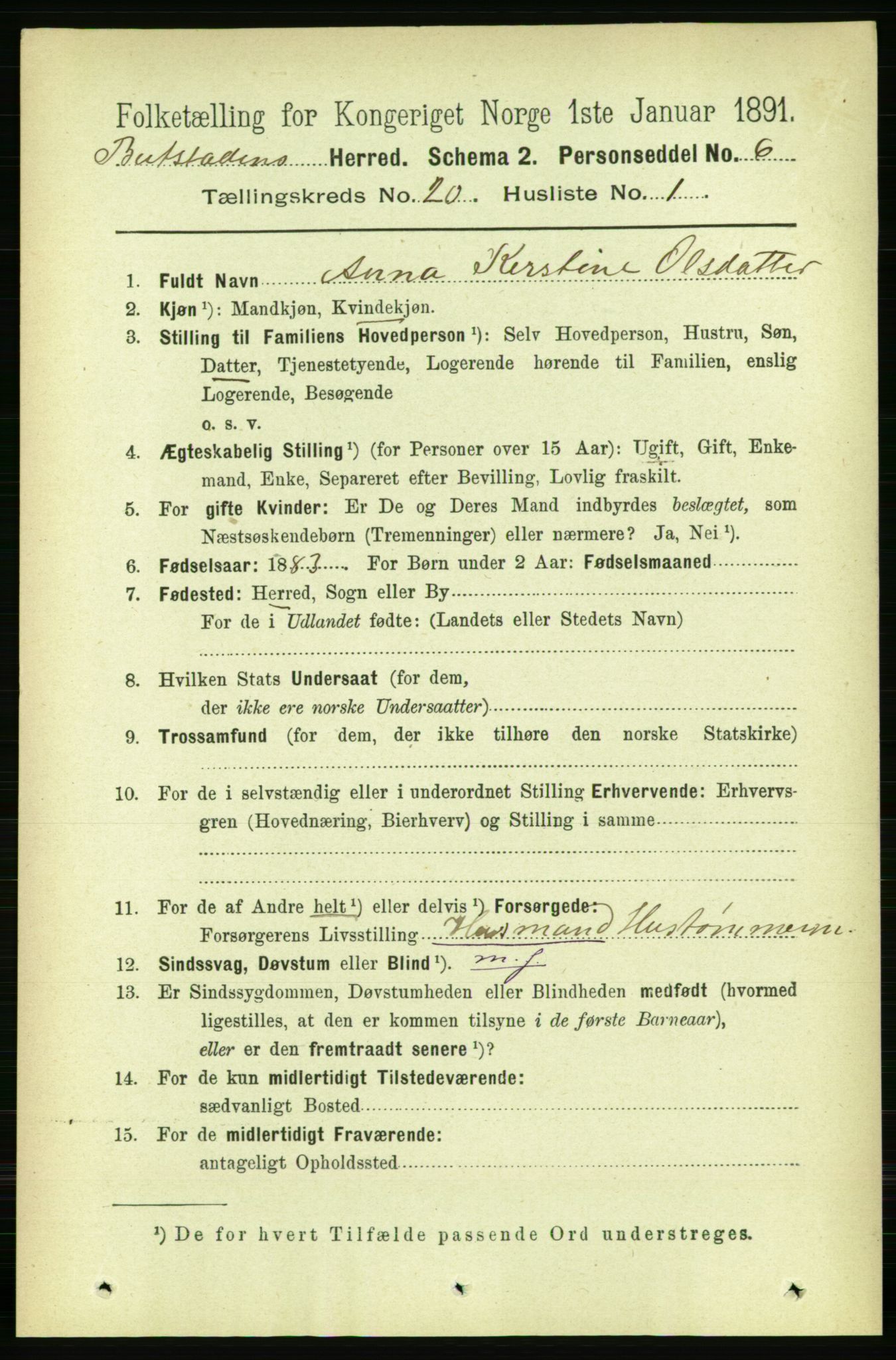 RA, 1891 census for 1727 Beitstad, 1891, p. 5115