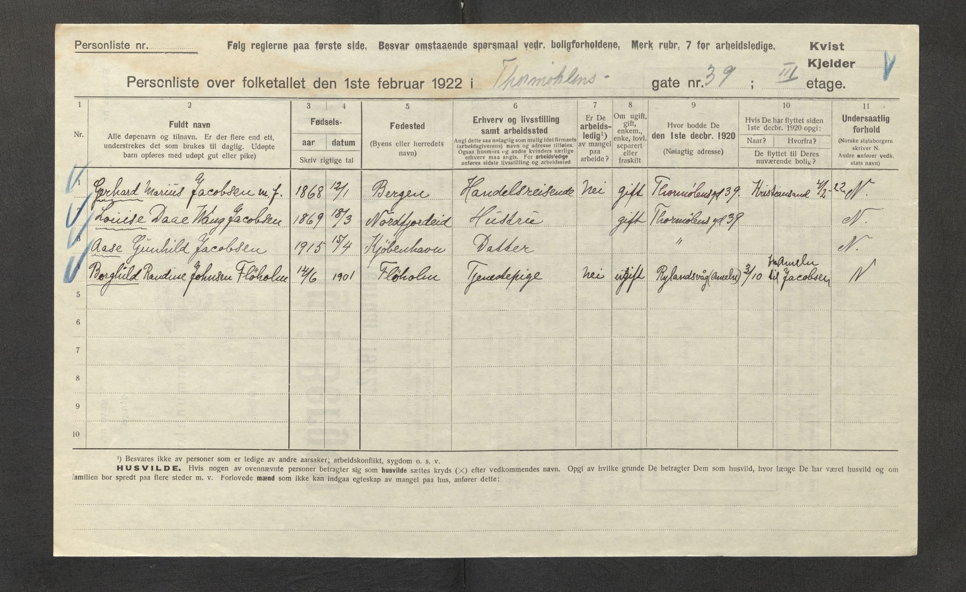 SAB, Municipal Census 1922 for Bergen, 1922, p. 43792