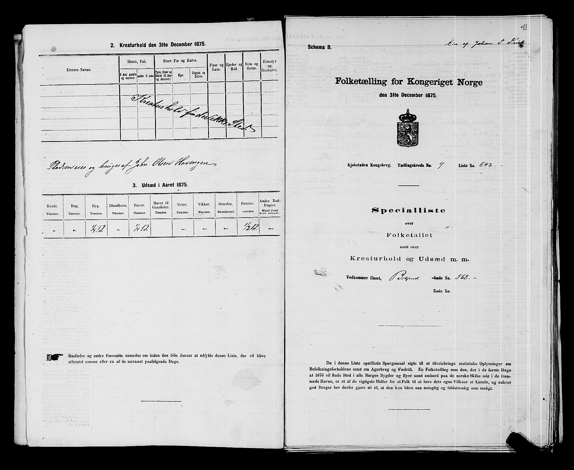 SAKO, 1875 census for 0604B Kongsberg/Kongsberg, 1875, p. 1418