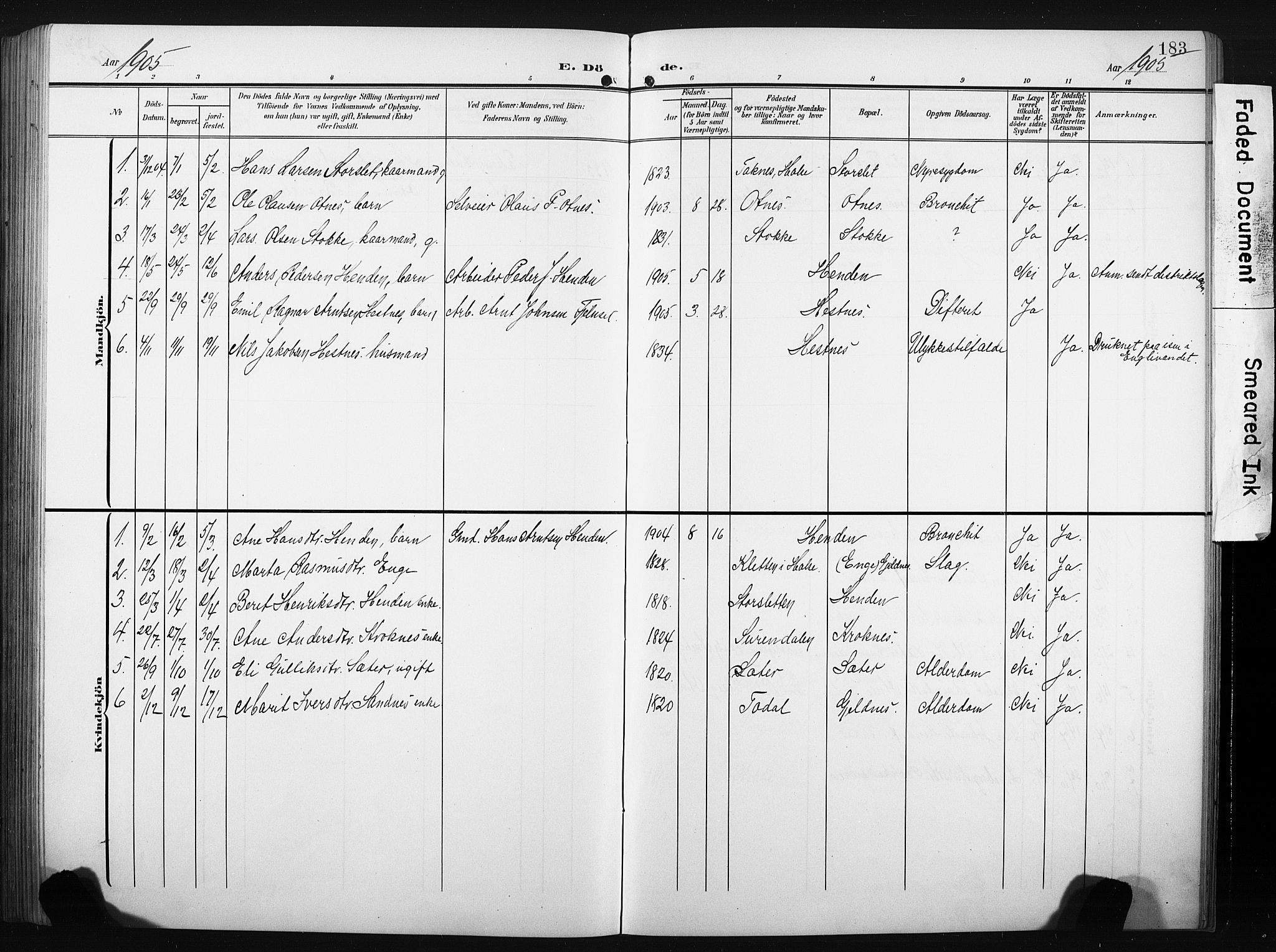 Ministerialprotokoller, klokkerbøker og fødselsregistre - Møre og Romsdal, AV/SAT-A-1454/580/L0927: Parish register (copy) no. 580C02, 1904-1932, p. 183