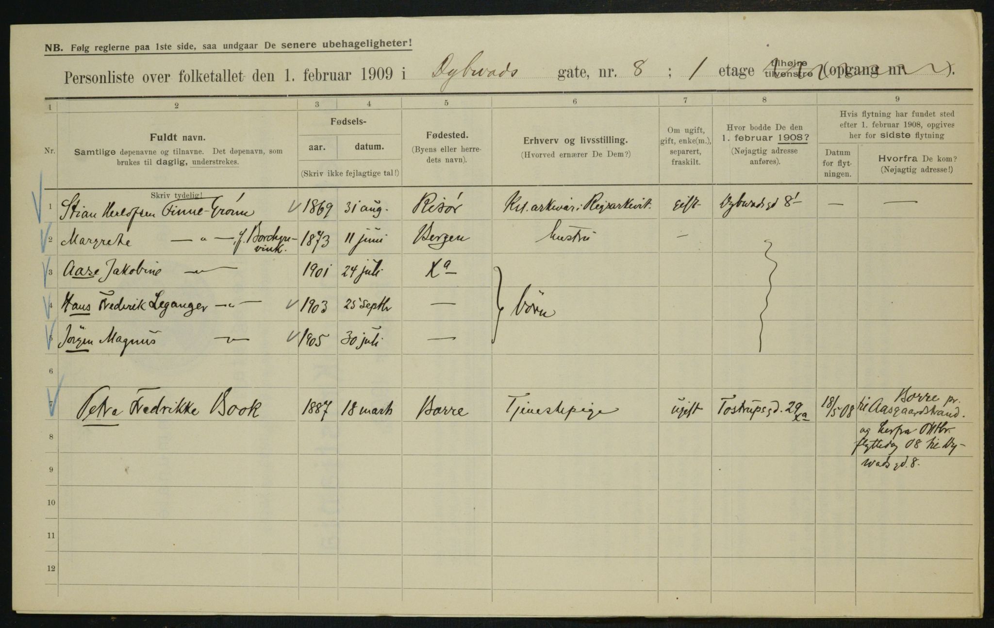 OBA, Municipal Census 1909 for Kristiania, 1909, p. 15997