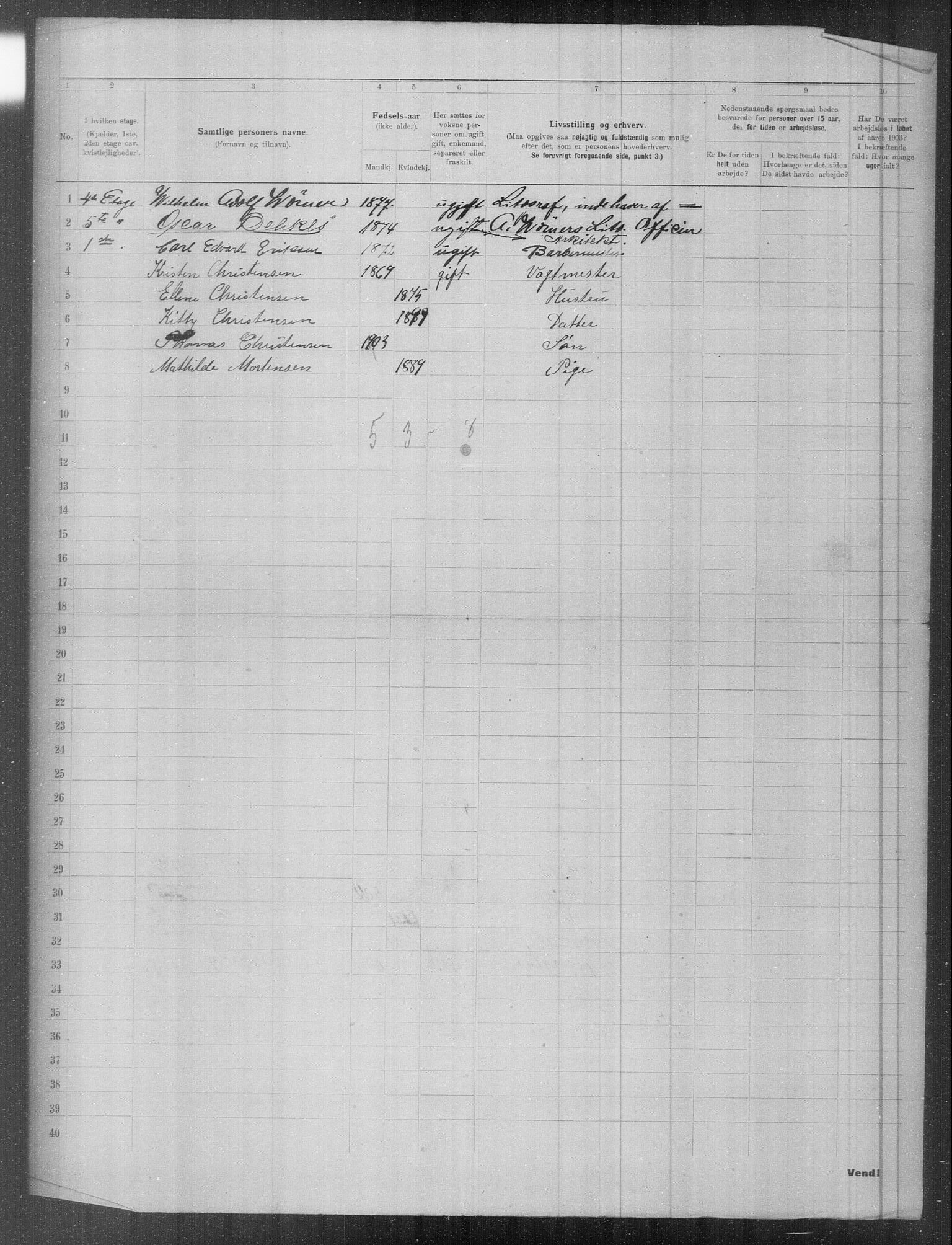 OBA, Municipal Census 1903 for Kristiania, 1903, p. 6116