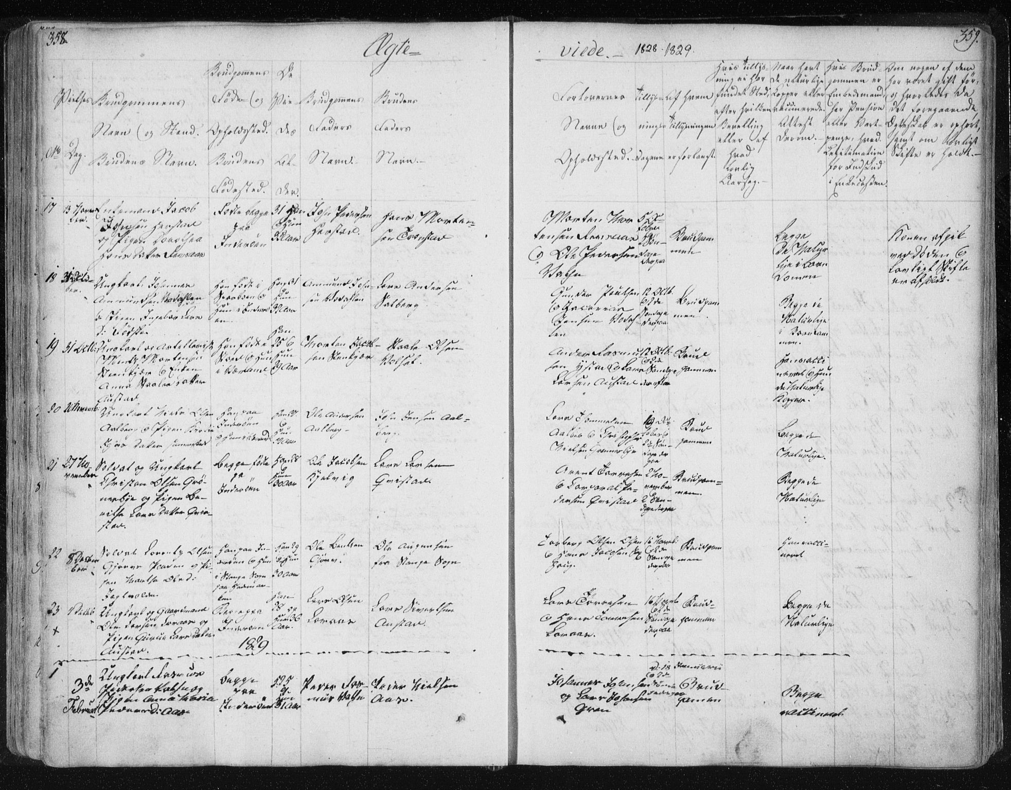 Ministerialprotokoller, klokkerbøker og fødselsregistre - Nord-Trøndelag, SAT/A-1458/730/L0276: Parish register (official) no. 730A05, 1822-1830, p. 358-359