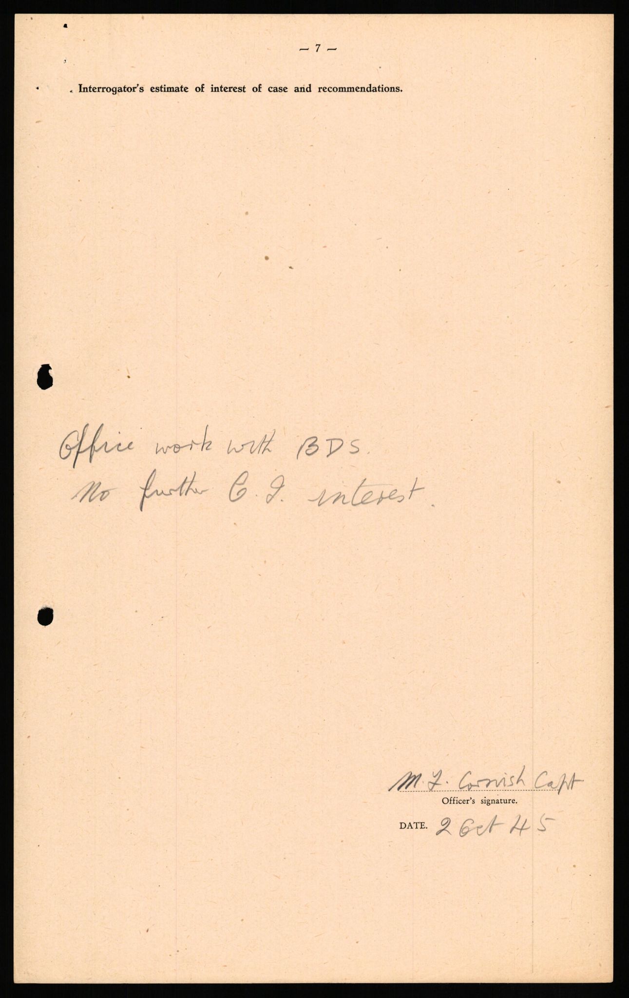 Forsvaret, Forsvarets overkommando II, RA/RAFA-3915/D/Db/L0020: CI Questionaires. Tyske okkupasjonsstyrker i Norge. Tyskere., 1945-1946, p. 225