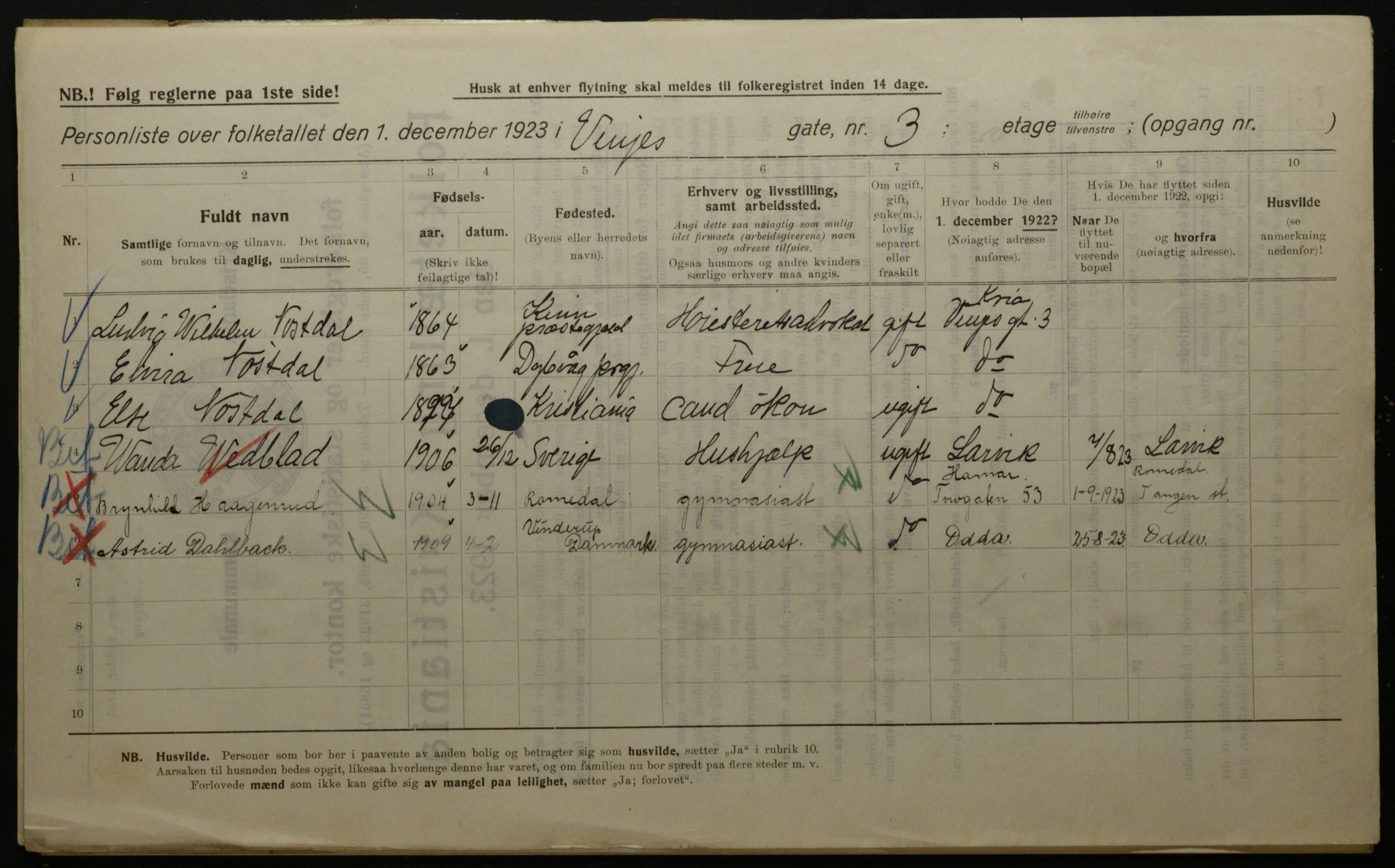 OBA, Municipal Census 1923 for Kristiania, 1923, p. 3991