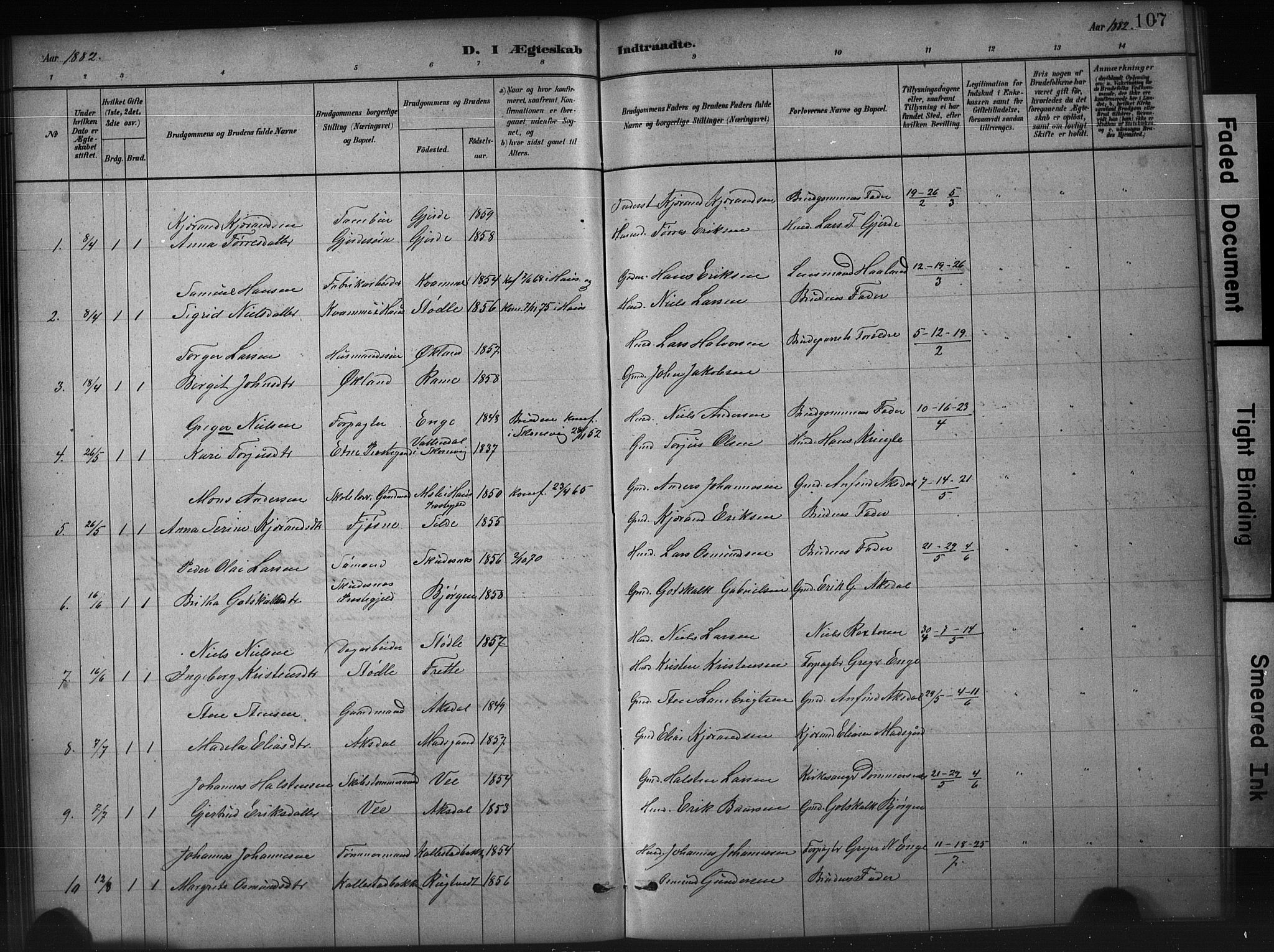 Etne sokneprestembete, SAB/A-75001/H/Hab: Parish register (copy) no. A 5, 1879-1896, p. 107