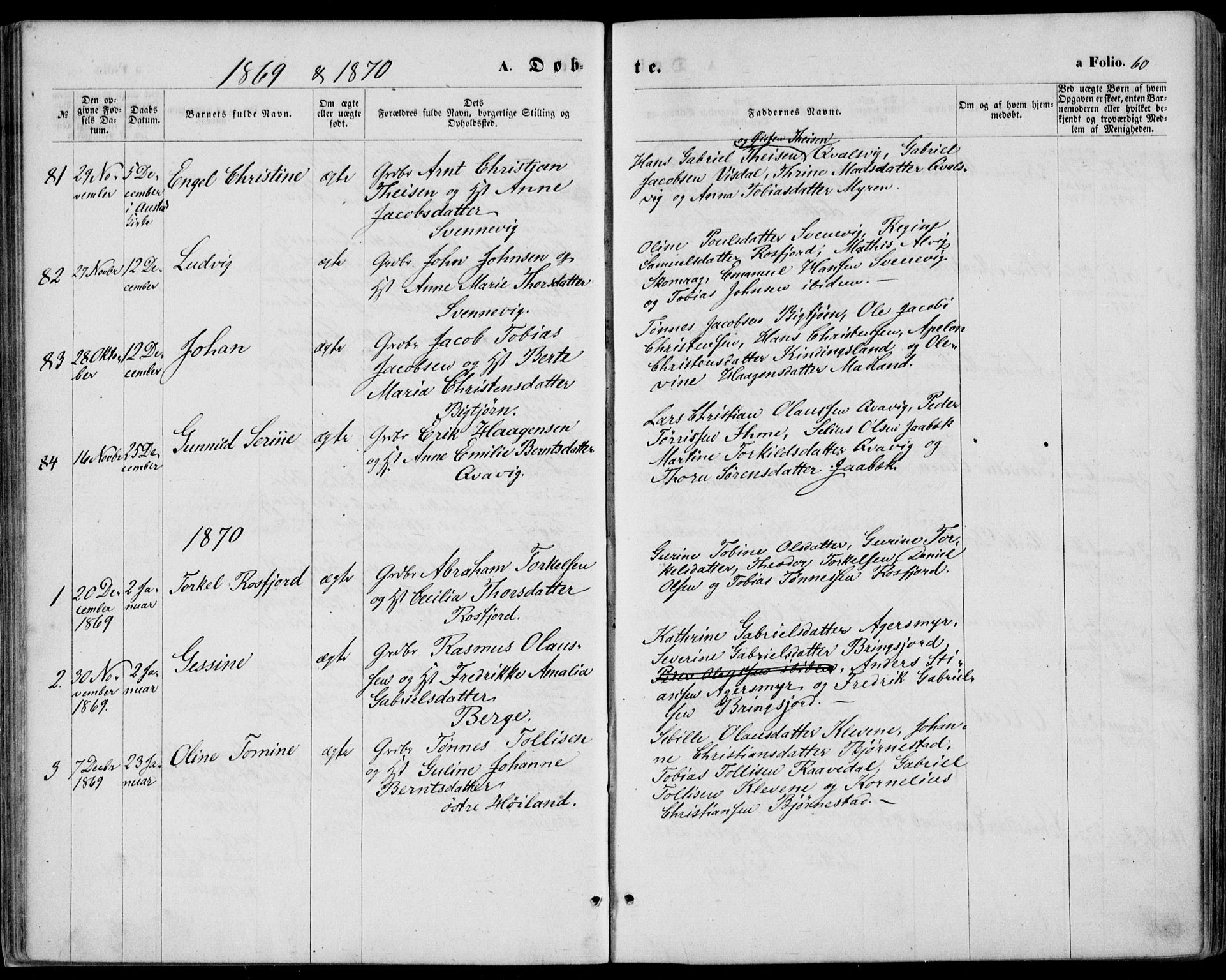 Lyngdal sokneprestkontor, AV/SAK-1111-0029/F/Fa/Fac/L0010: Parish register (official) no. A 10, 1865-1878, p. 60