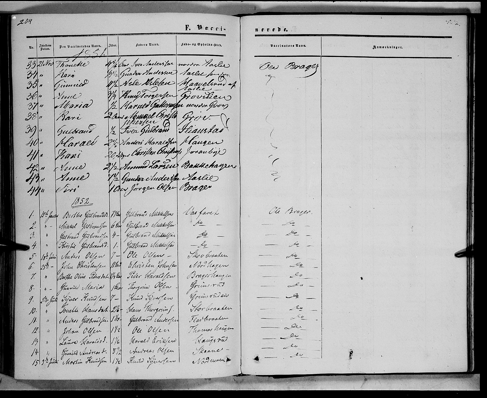 Sør-Aurdal prestekontor, SAH/PREST-128/H/Ha/Haa/L0007: Parish register (official) no. 7, 1849-1876, p. 204