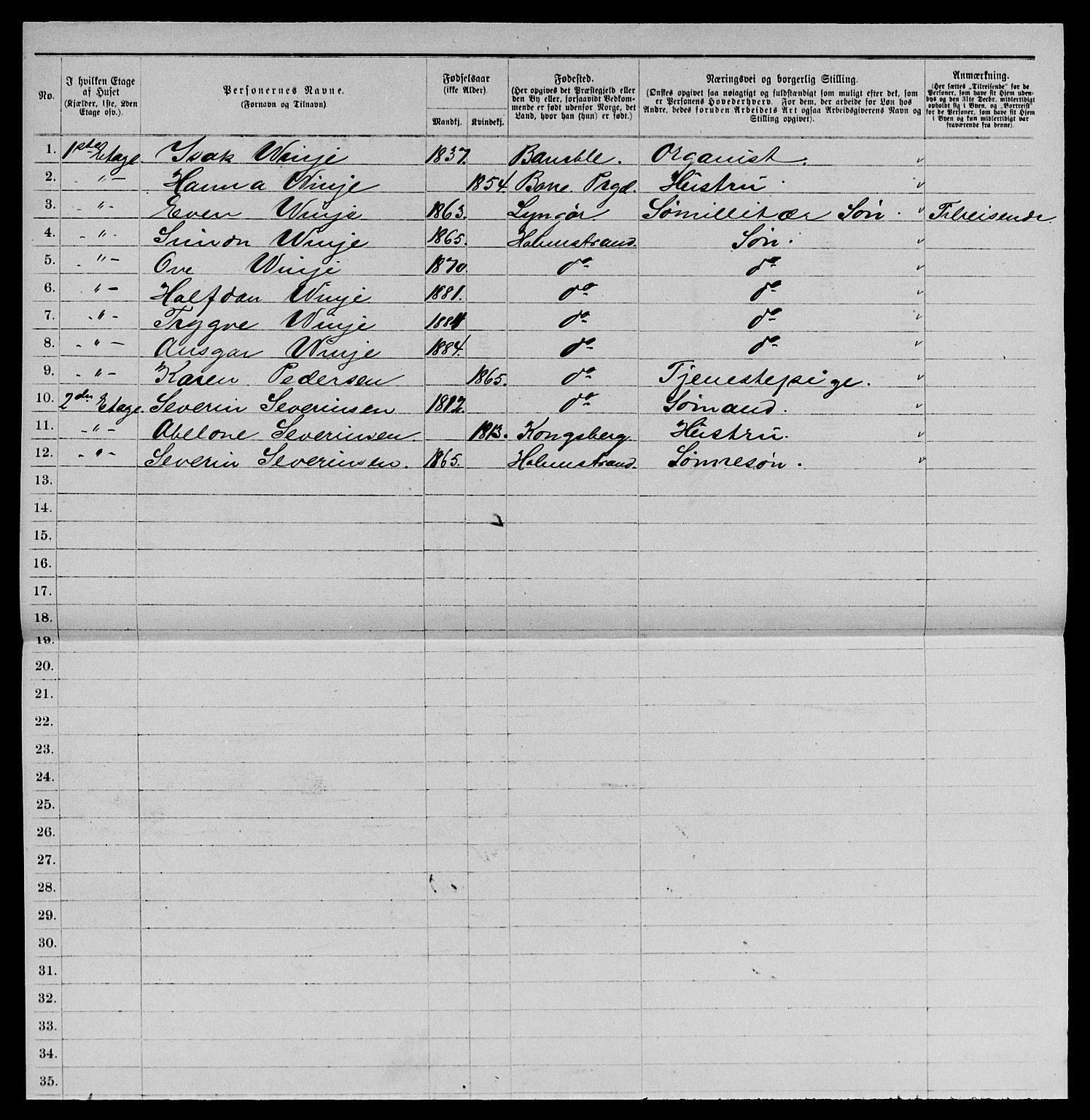SAKO, 1885 census for 0702 Holmestrand, 1885, p. 13