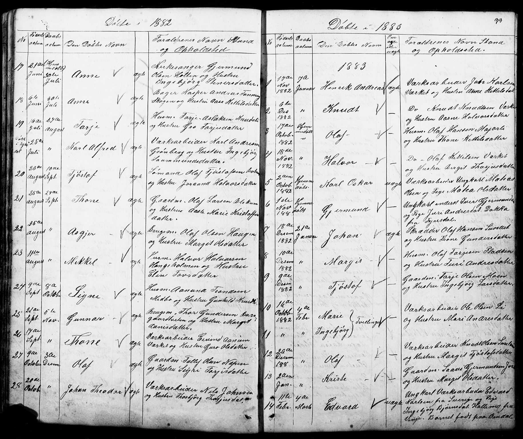 Mo kirkebøker, SAKO/A-286/G/Gb/L0002: Parish register (copy) no. II 2, 1851-1890, p. 33