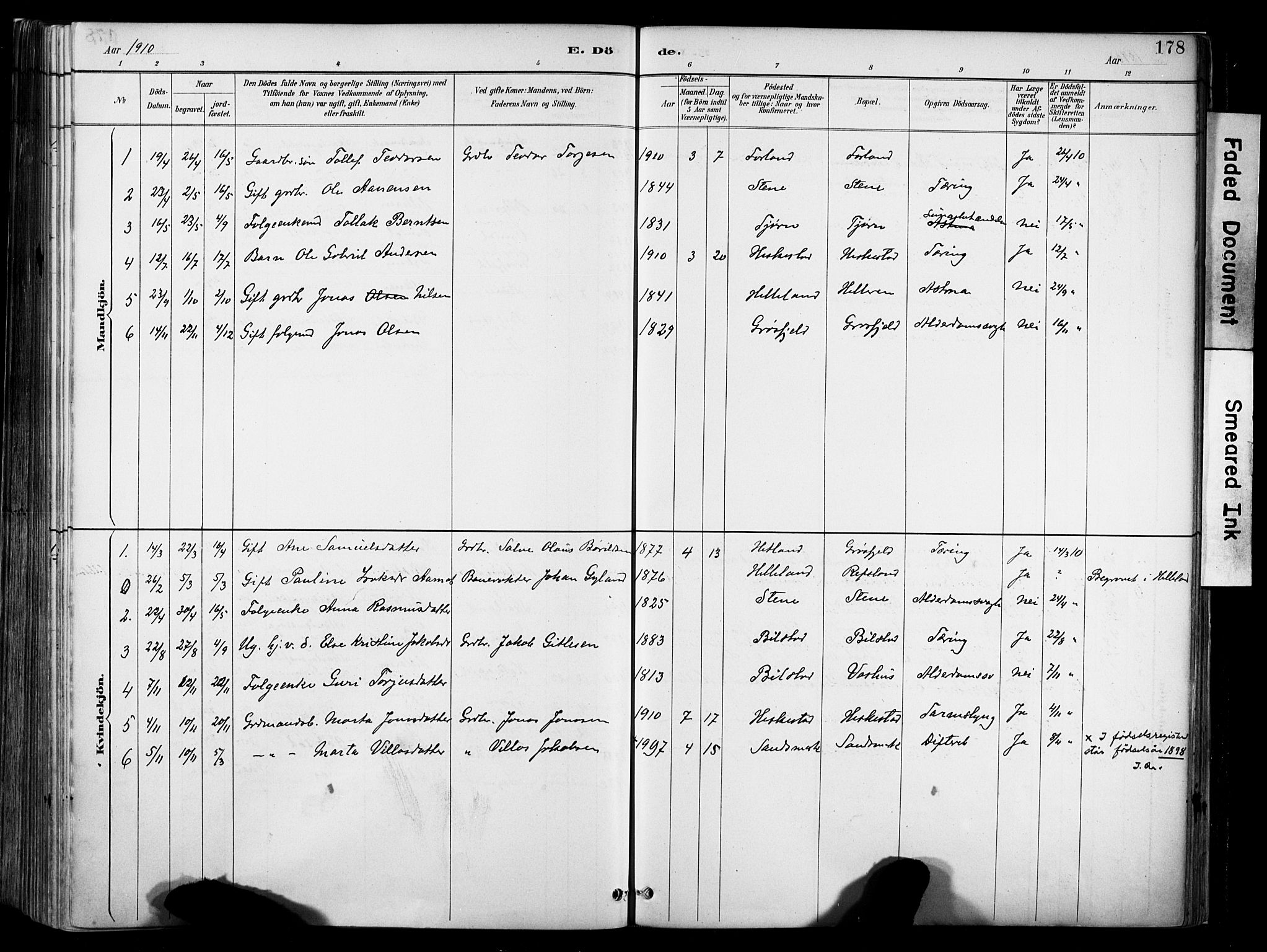 Lund sokneprestkontor, AV/SAST-A-101809/S06/L0012: Parish register (official) no. A 11, 1887-1921, p. 178