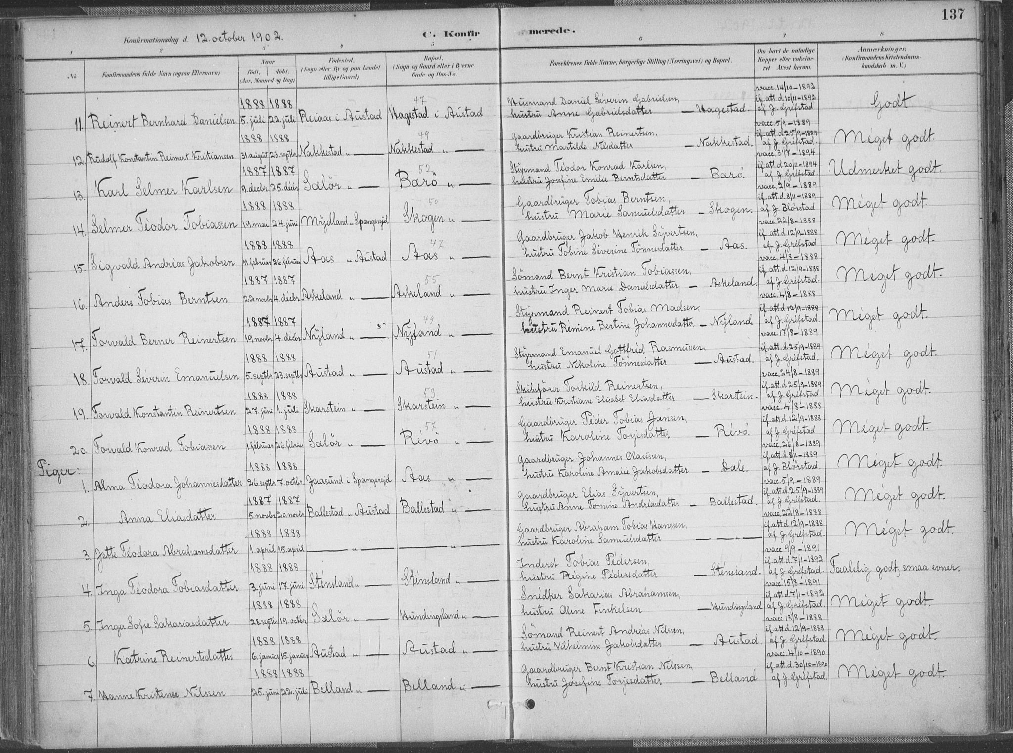 Lyngdal sokneprestkontor, AV/SAK-1111-0029/F/Fa/Faa/L0004: Parish register (official) no. A 4, 1883-1904, p. 137