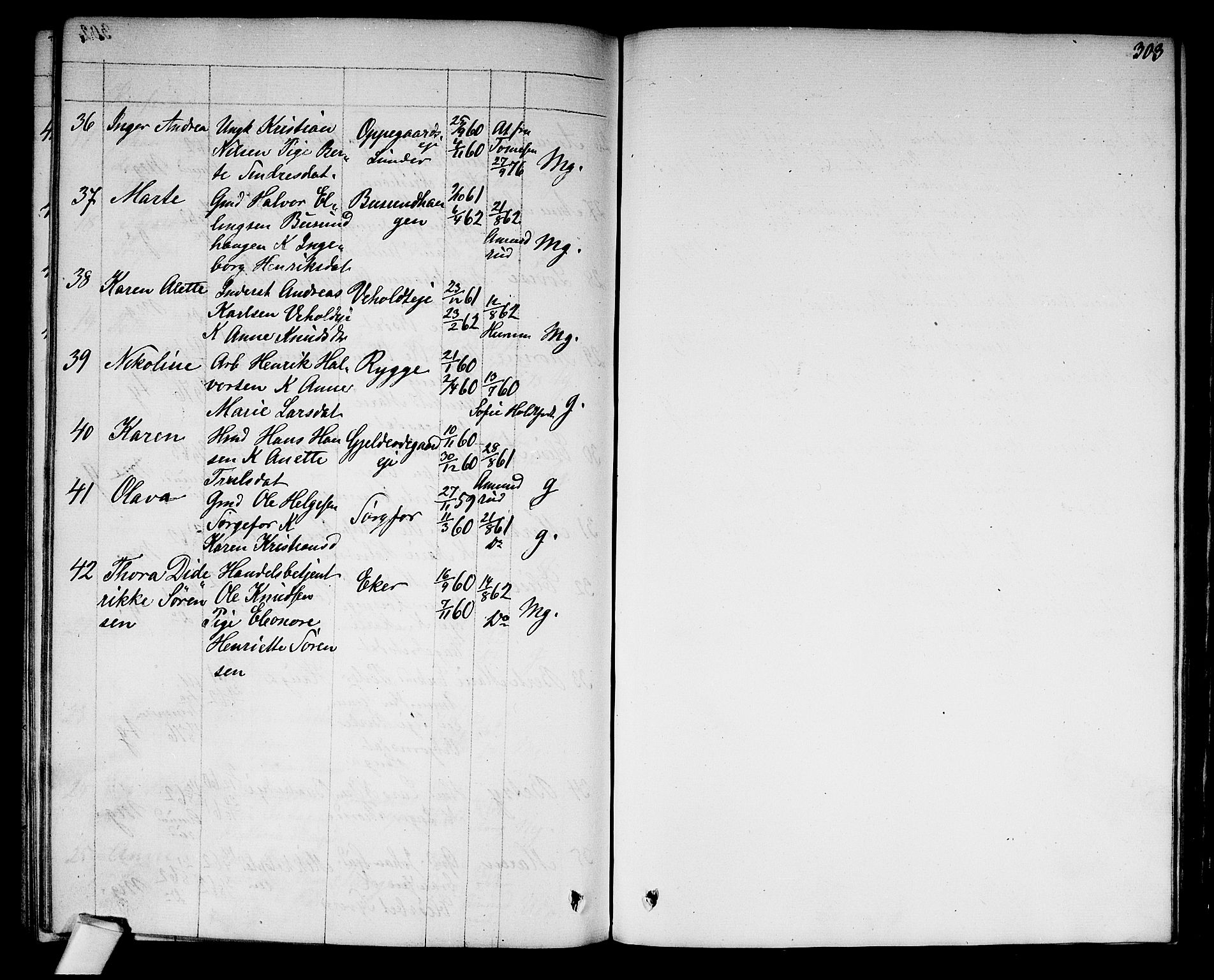 Norderhov kirkebøker, AV/SAKO-A-237/G/Ga/L0006: Parish register (copy) no. I 6, 1849-1876, p. 303