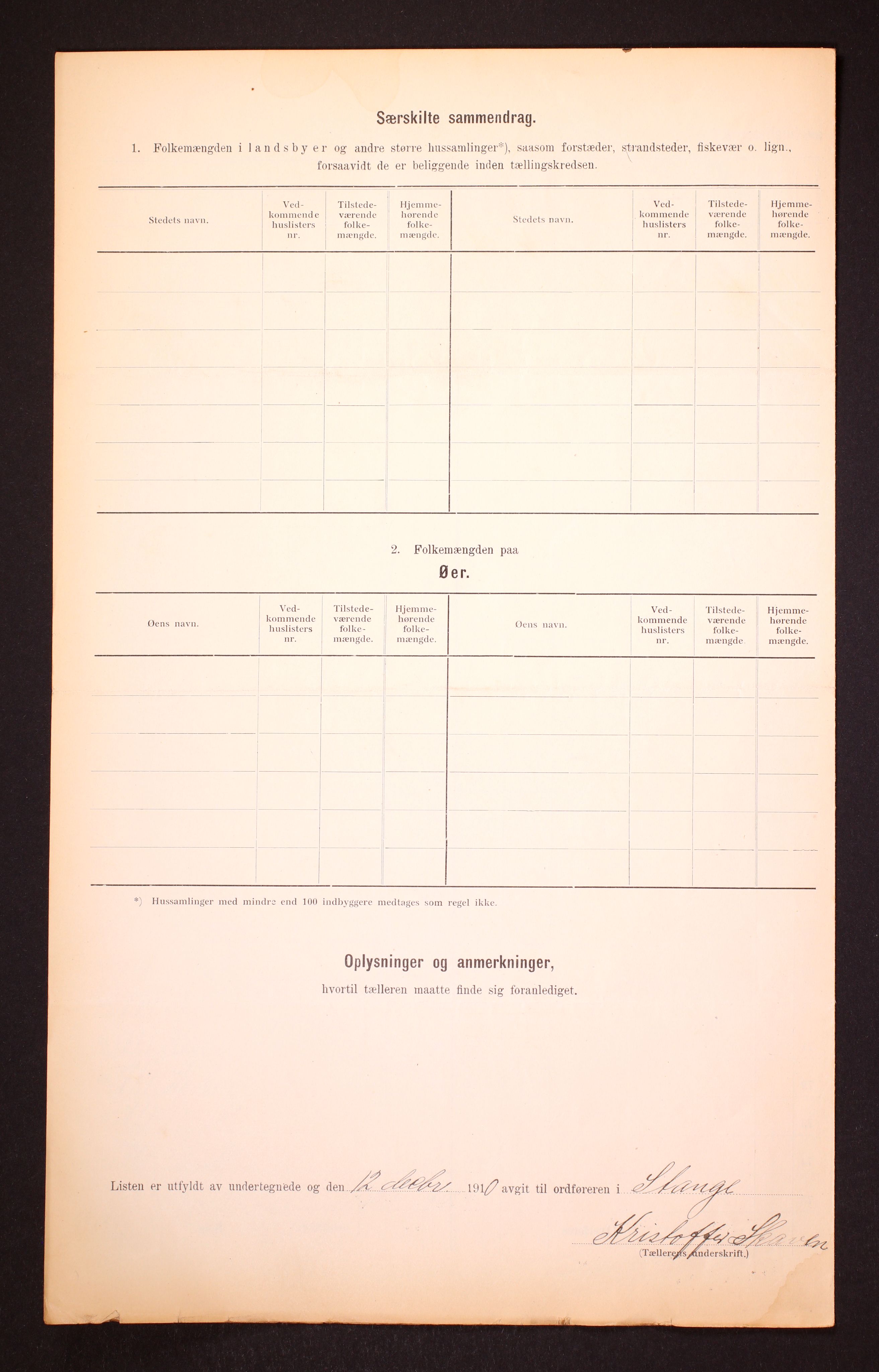 RA, 1910 census for Stange, 1910, p. 15