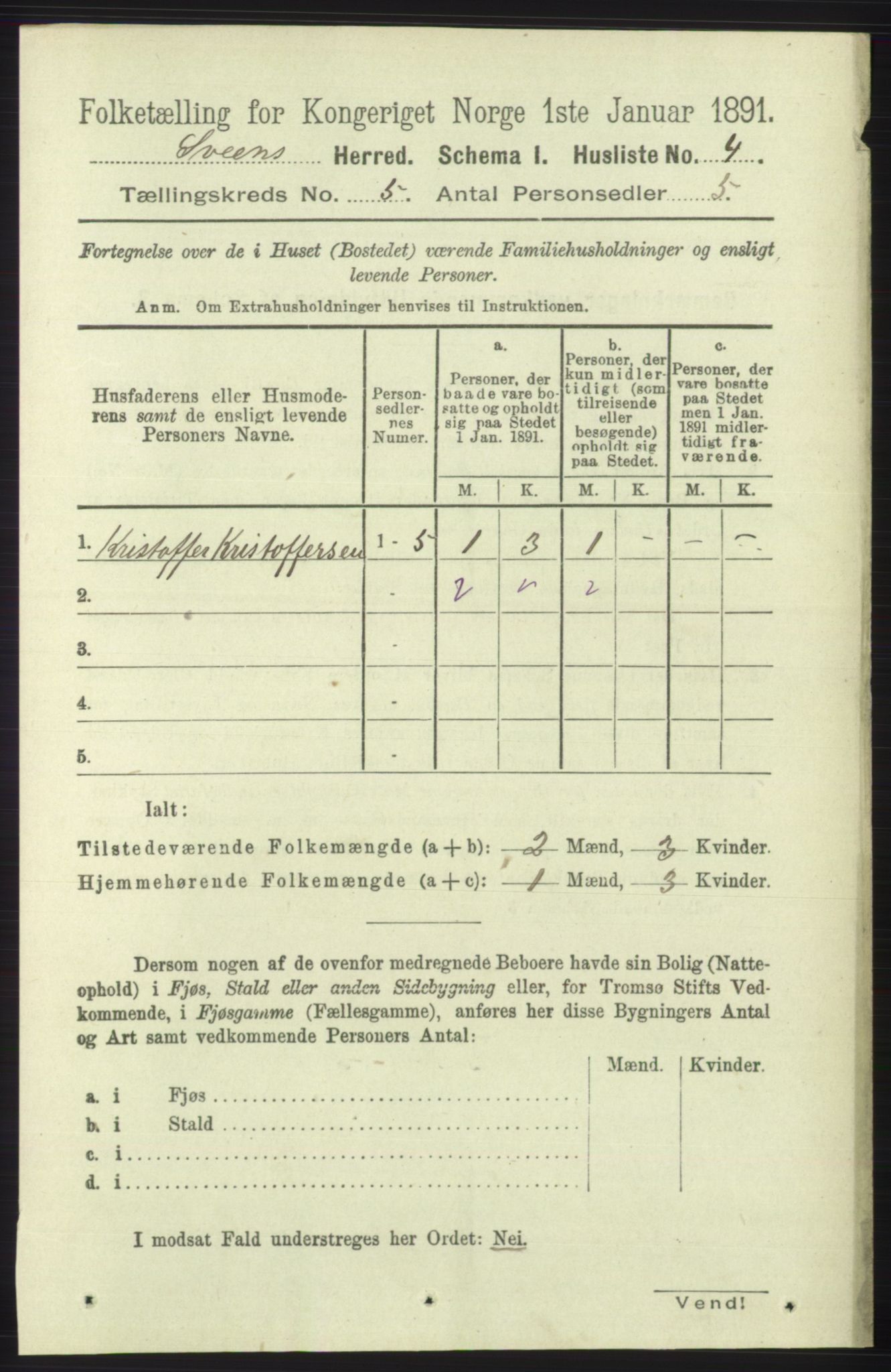 RA, 1891 census for 1216 Sveio, 1891, p. 1414