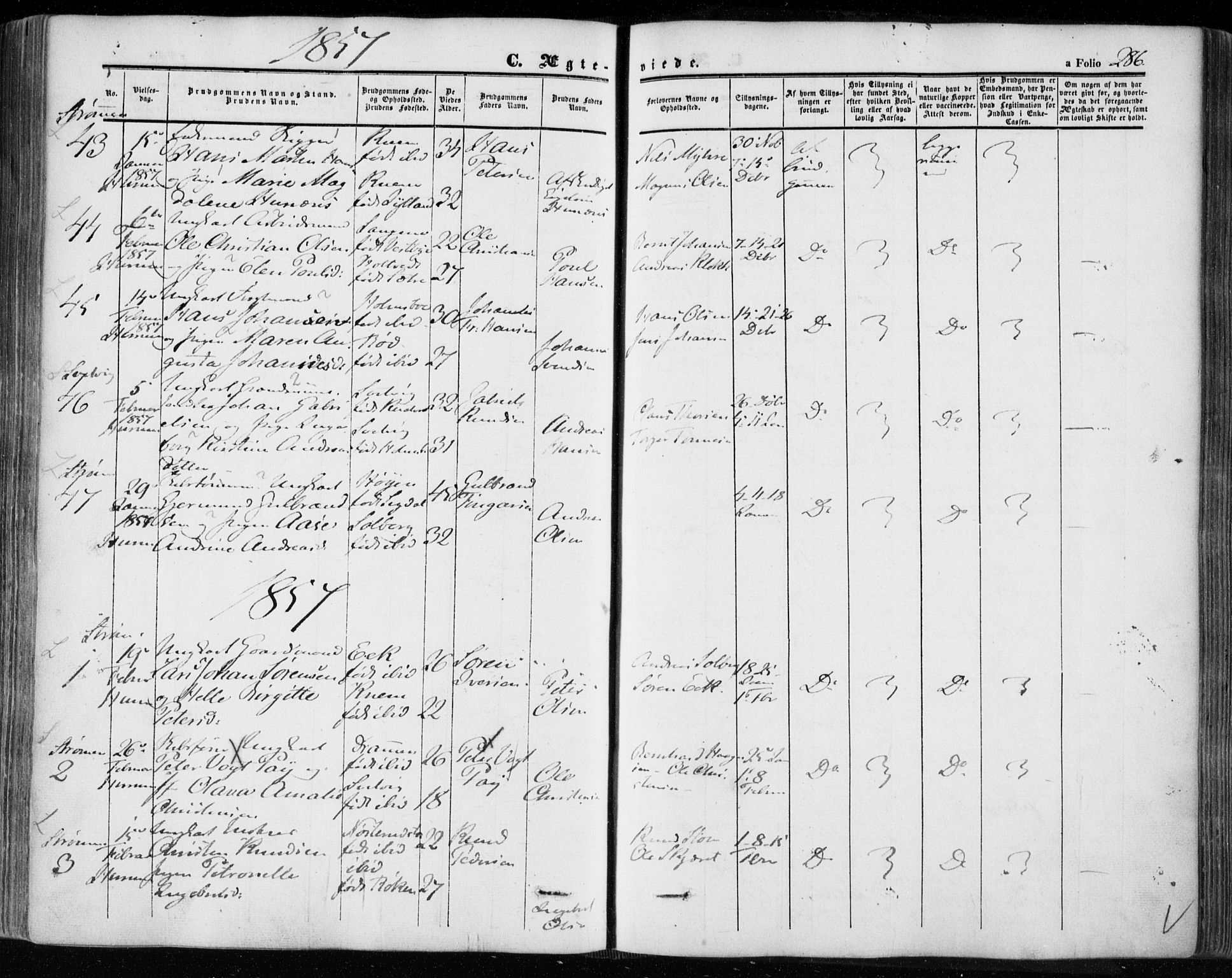 Hurum kirkebøker, SAKO/A-229/F/Fa/L0011: Parish register (official) no. 11, 1847-1860, p. 286