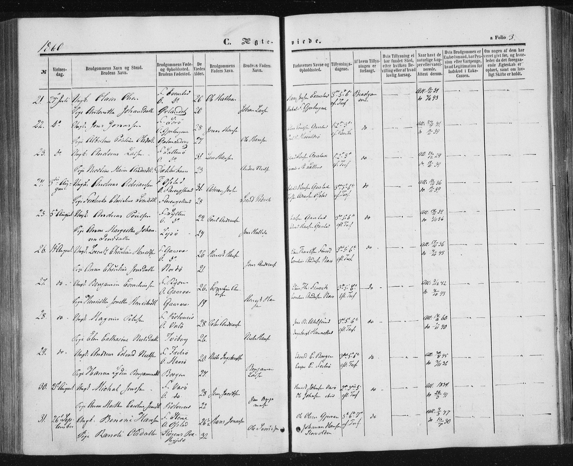 Ministerialprotokoller, klokkerbøker og fødselsregistre - Nord-Trøndelag, AV/SAT-A-1458/784/L0670: Parish register (official) no. 784A05, 1860-1876, p. 3